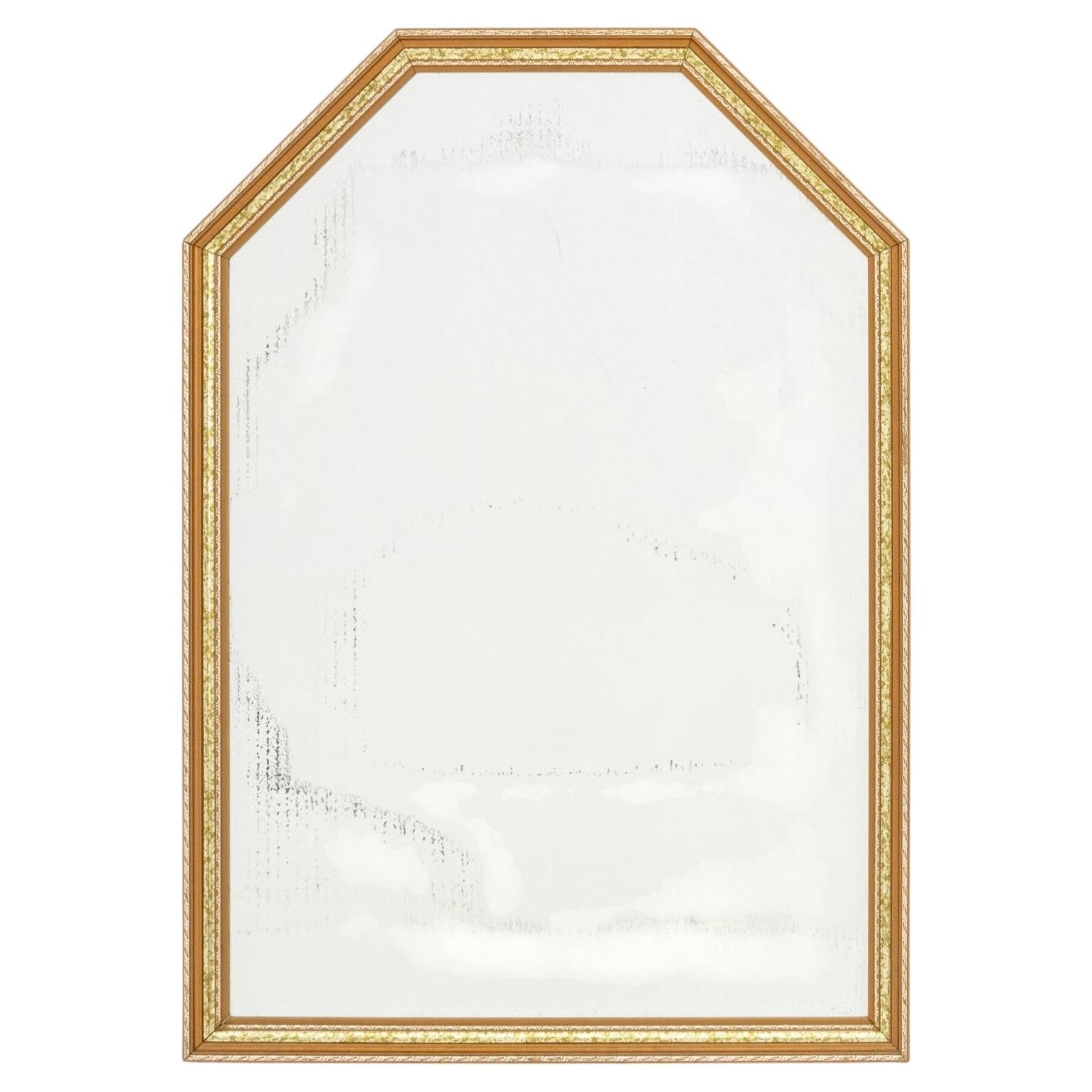 Hollywood Regency Giltwood and Faux Tortoiseshell Framed Beveled Glass Mirror For Sale
