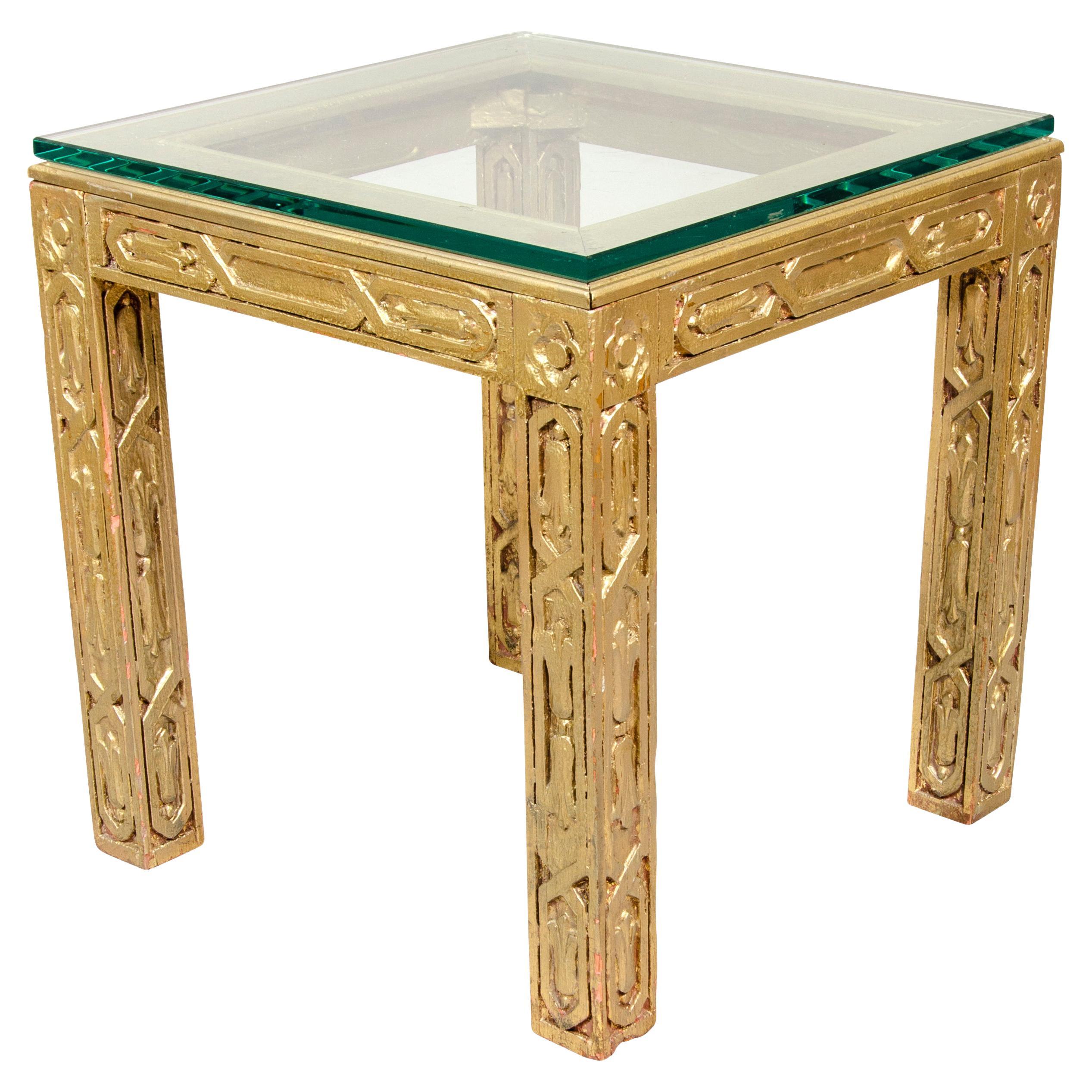 Table d'extrémité en bois doré Hollywood Regency