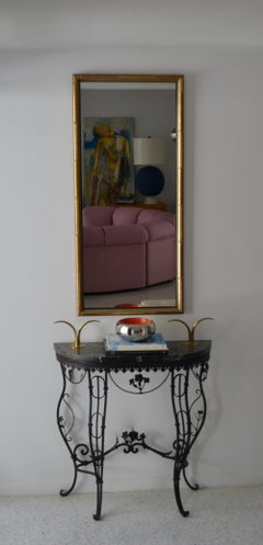 Hollywood Regency Giltwood Faux Bamboo Wall Mirror