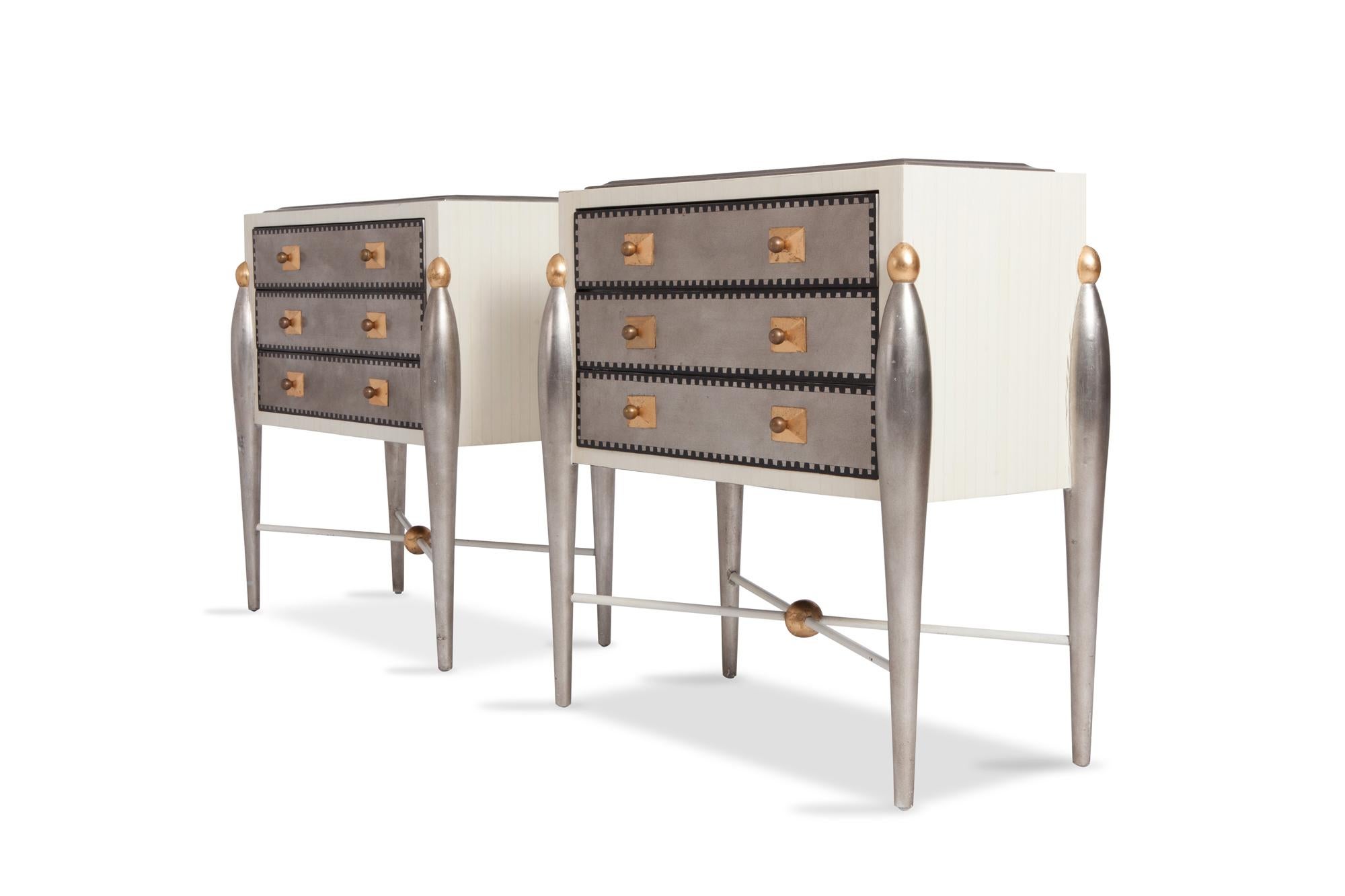 French Hollywood Regency Glam 1970s Drawer Cabinets