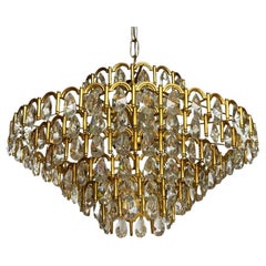 Hollywood Regency Glam Araña de latón / oro dorado con cristal francés o italiano