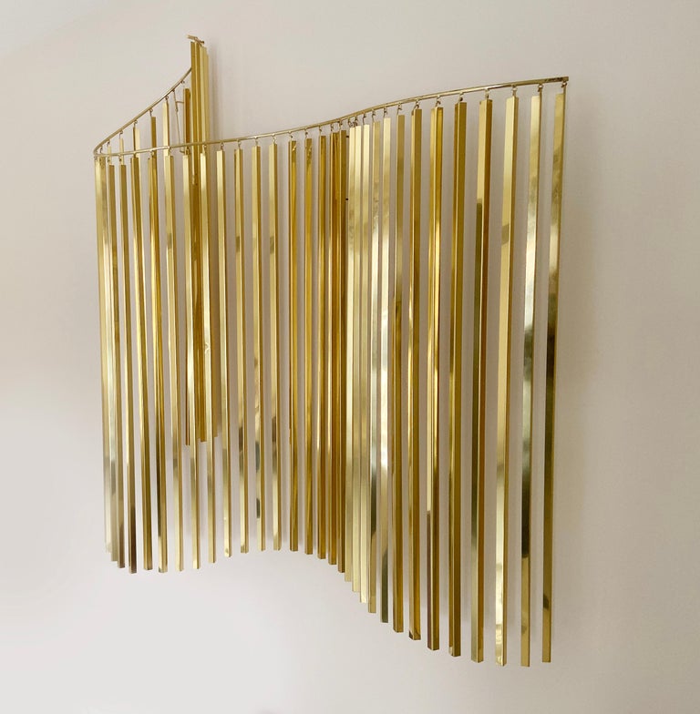 Hollywood Regency Glam Brass or Gold Wall Hanging Sculpture by Curtis