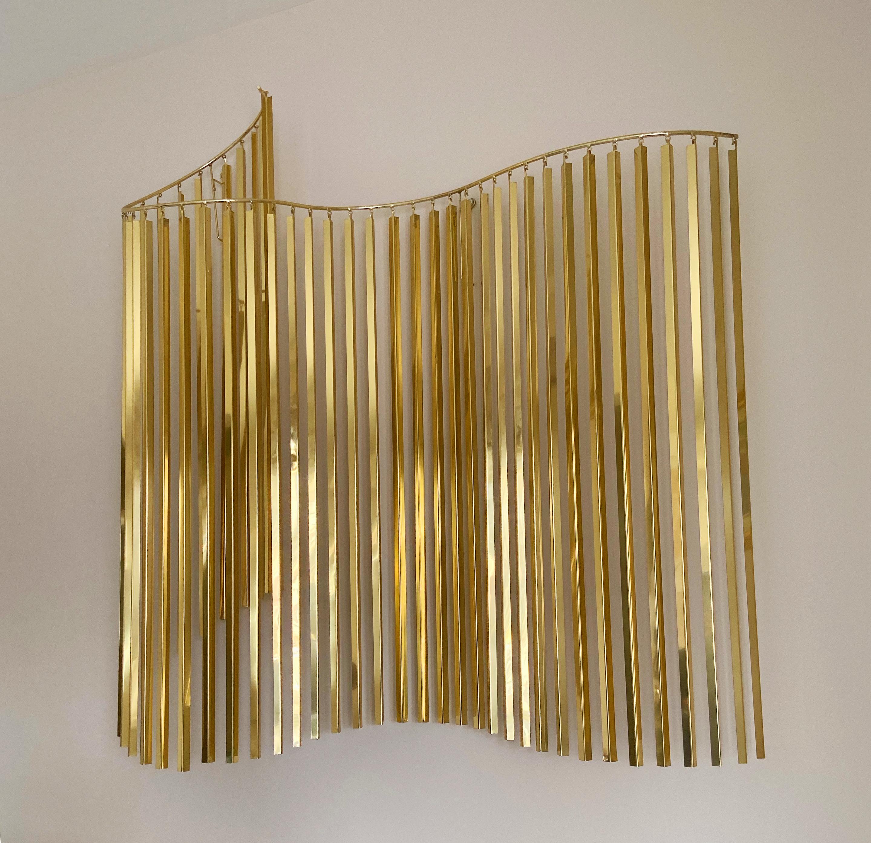 Late 20th Century Hollywood Regency Glam Brass / Gold Wall Hanging Sculpture by Curtis Jere