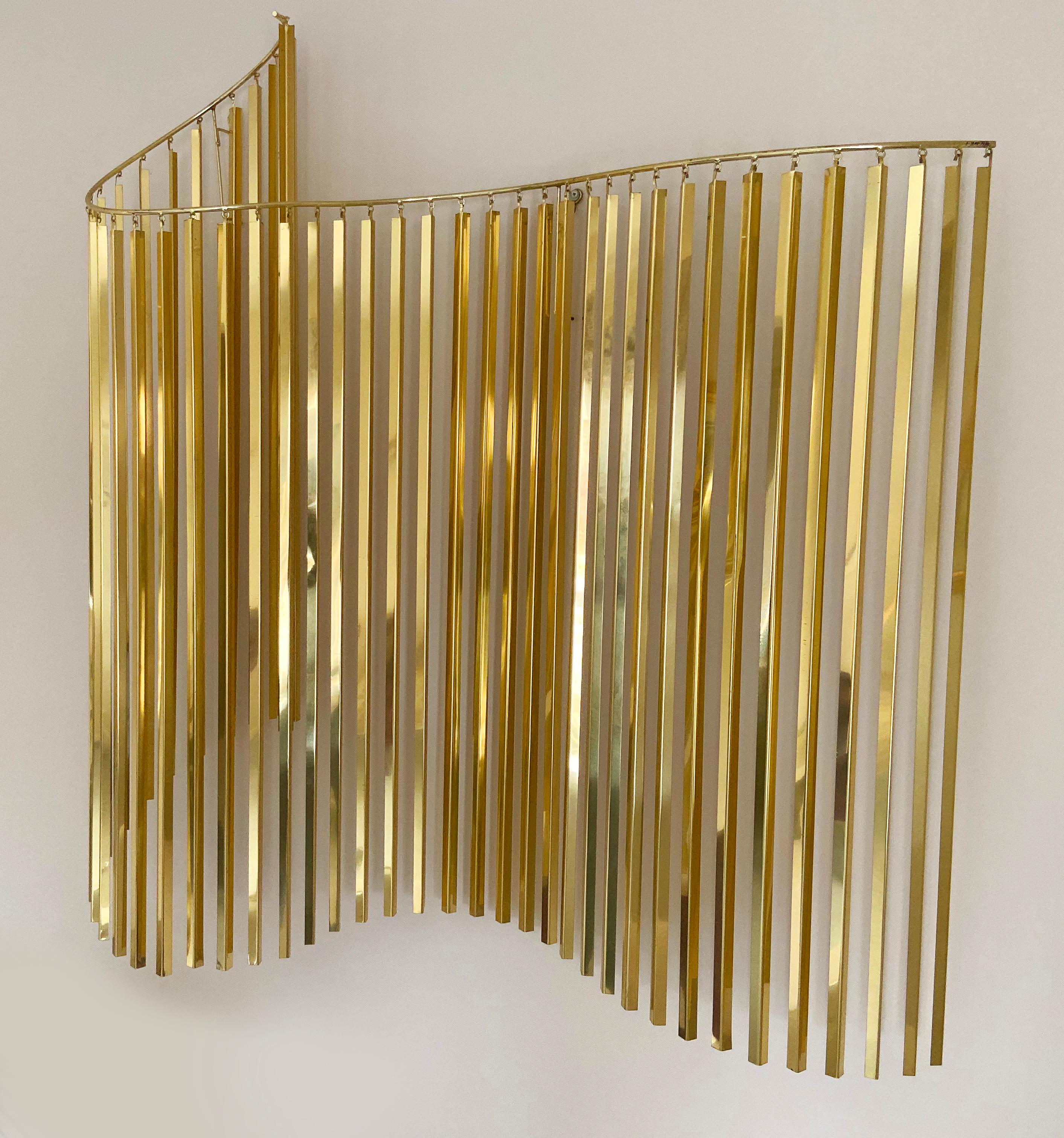 Hollywood Regency Glam Brass / Gold Wall Hanging Sculpture by Curtis Jere 1