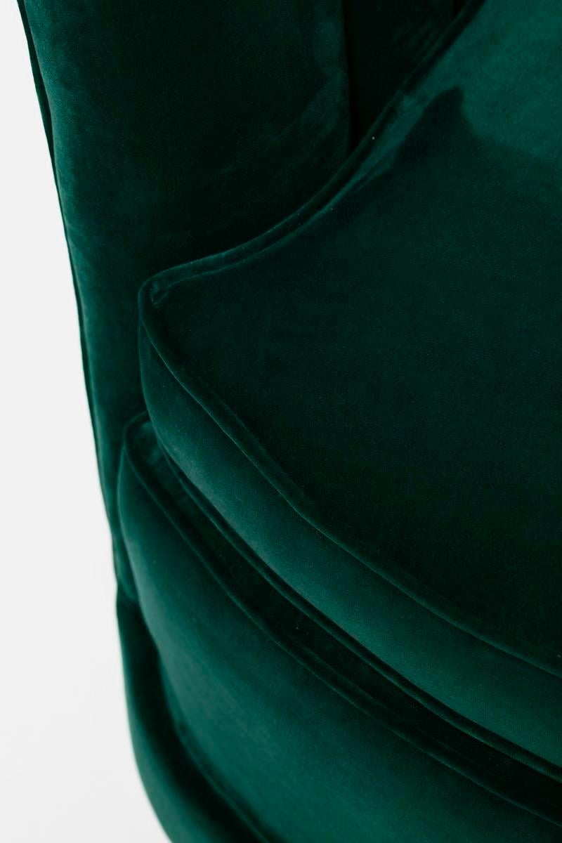 Hollywood Regency Glamorous Asymmetrical Swivel Chairs in Emerald Green Velvet For Sale 10