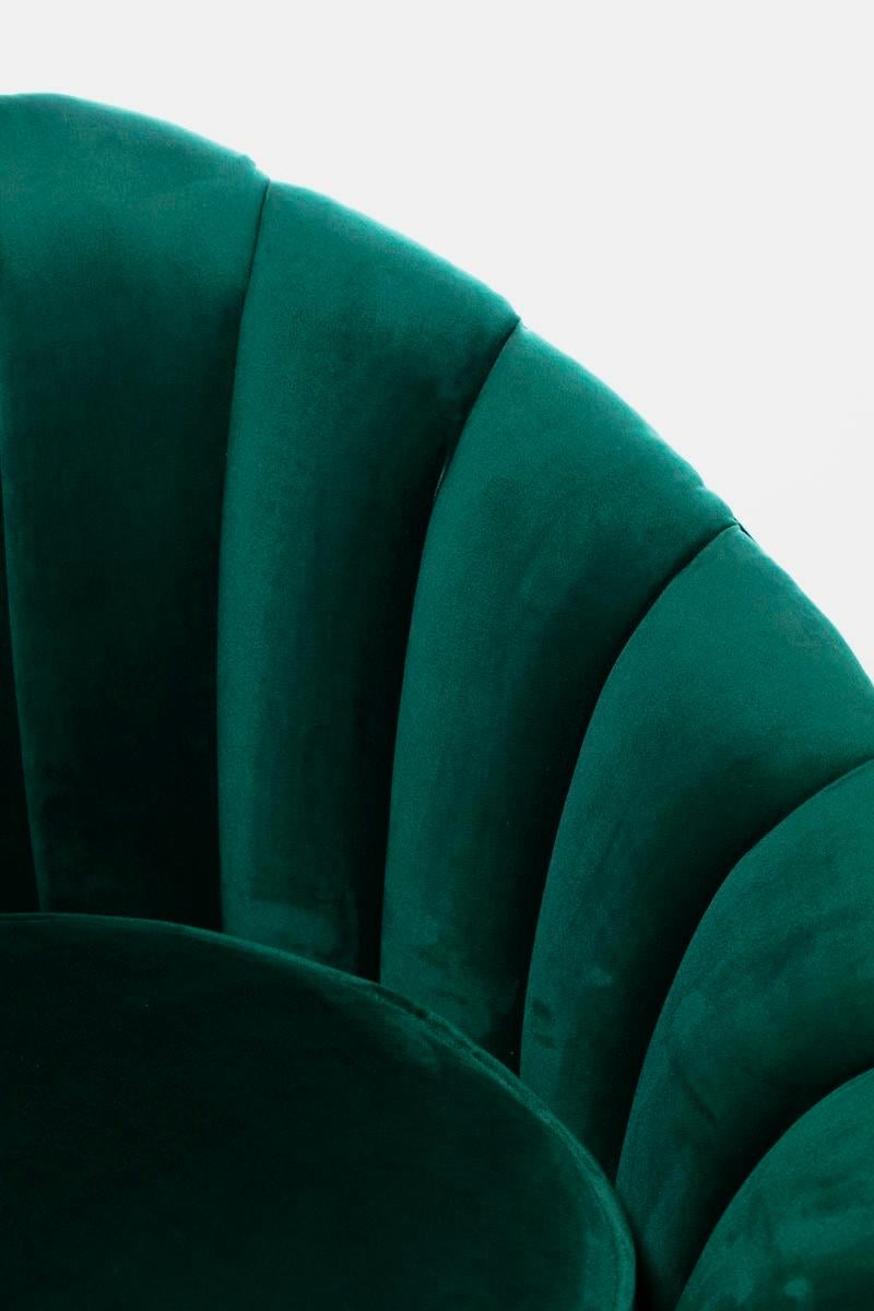 Hollywood Regency Glamorous Asymmetrical Swivel Chairs in Emerald Green Velvet For Sale 12