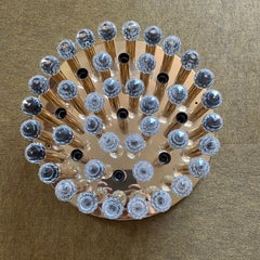 Hollywood regency Glass and Brass Ceiling Light, Ernst Palme Palwa 1970s Germany