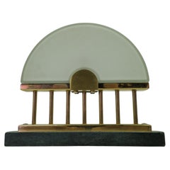 Hollywood regency glass, brass and marble table lamp, Italy 1980s