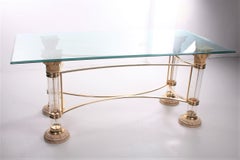 Hollywood Regency Glass Dining Table, 1970s