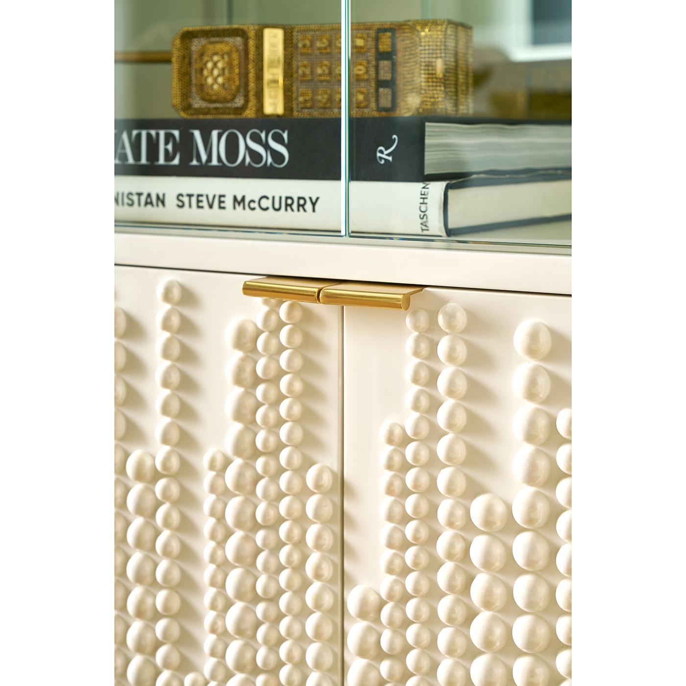 Contemporary Hollywood Regency Glass Door Bookcase For Sale
