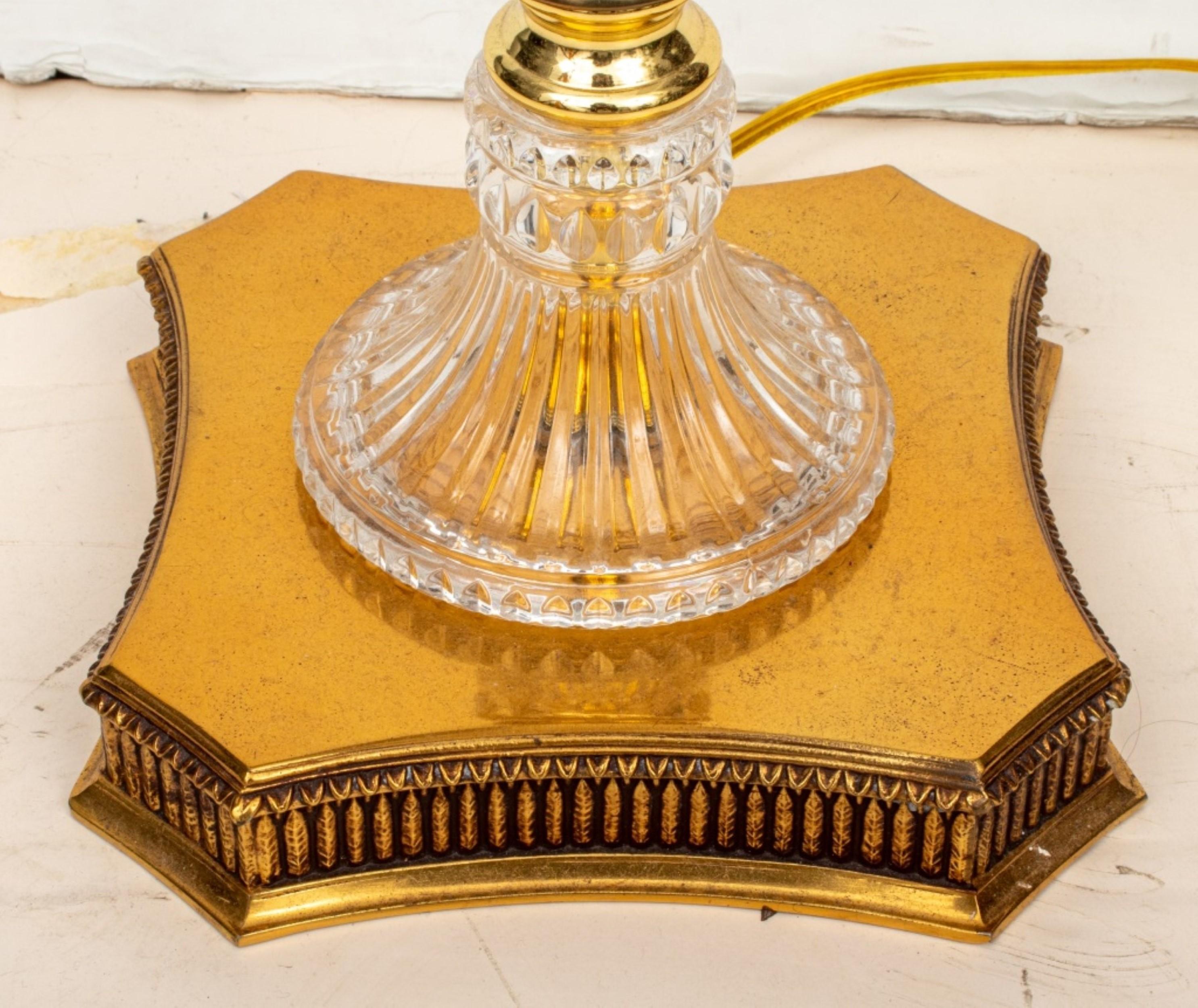 20th Century Hollywood Regency Glass & Gold-Tone Metal Lamp For Sale