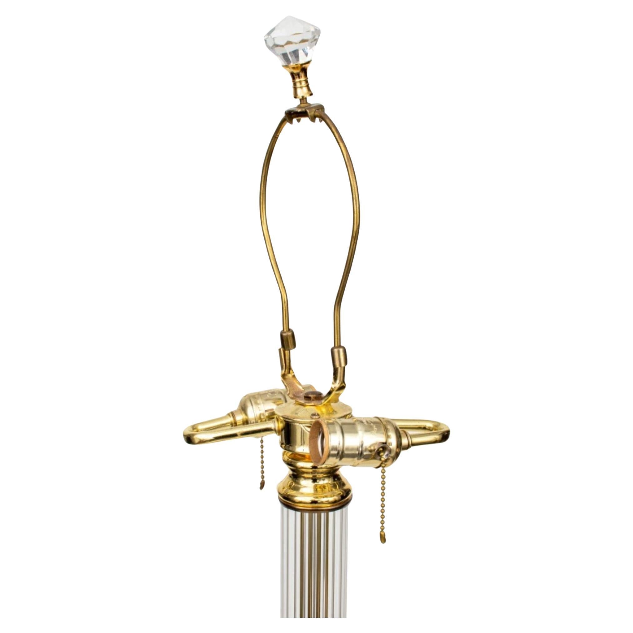 Hollywood Regency Glass & Gold-Tone Metal Lamp For Sale
