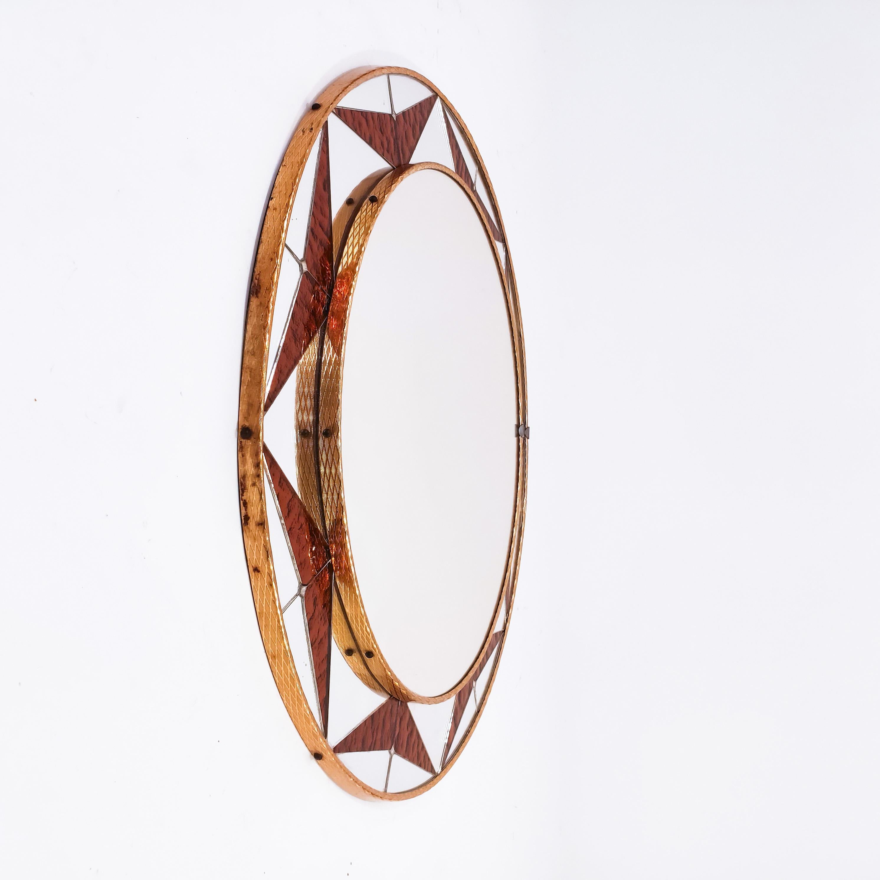 Espagnol Hollywood Regency. Miroir en mosaïque de verre Sunburst, Espagne, années 1960 en vente