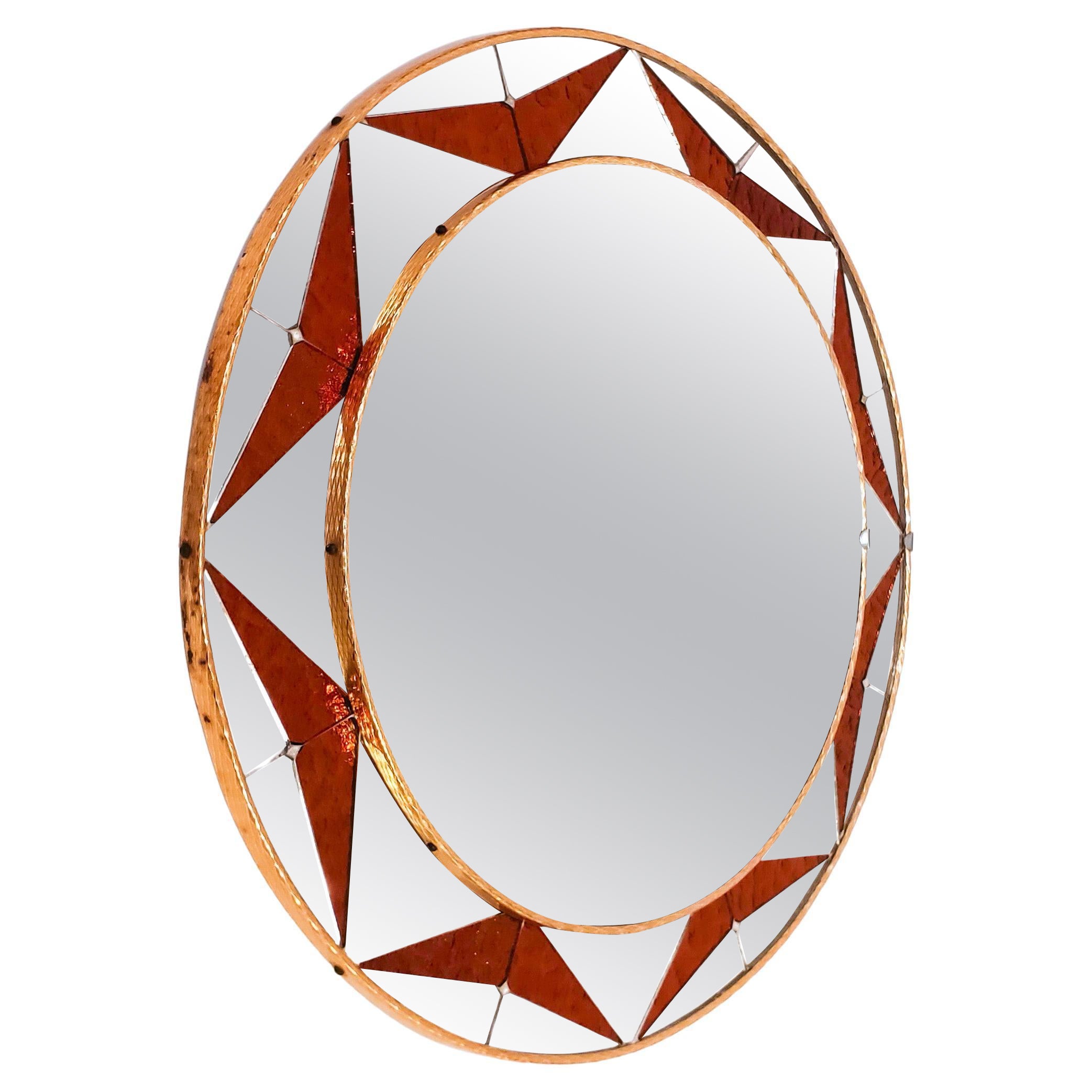 Hollywood Regency. Glass mosaic Sunburst mirror, Spain, 1960s