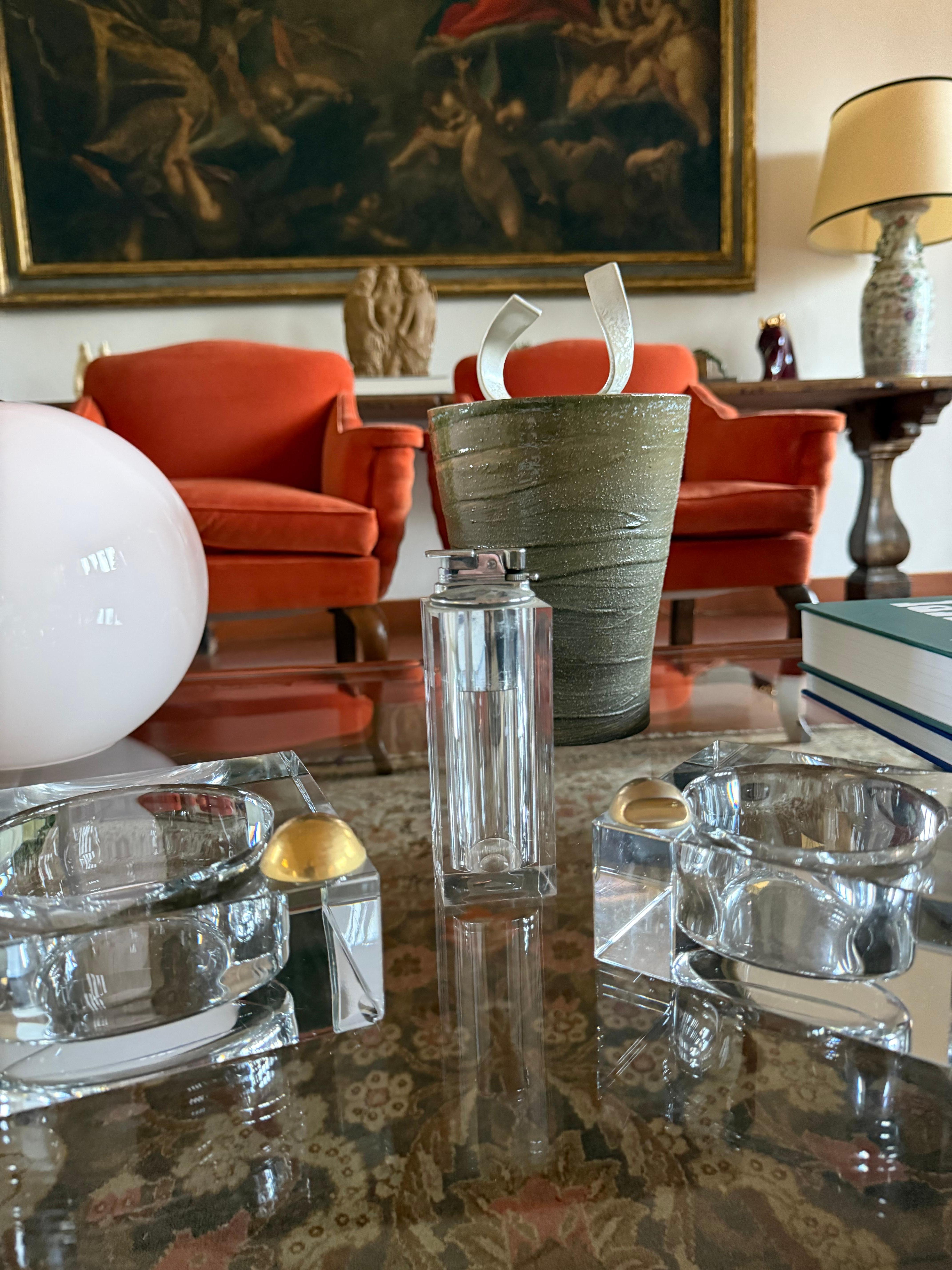 Late 20th Century Ensemble à fumer en verre Hollywood regency, France 1970 en vente