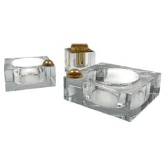 Hollywood regency glass smoking set, France 1970s