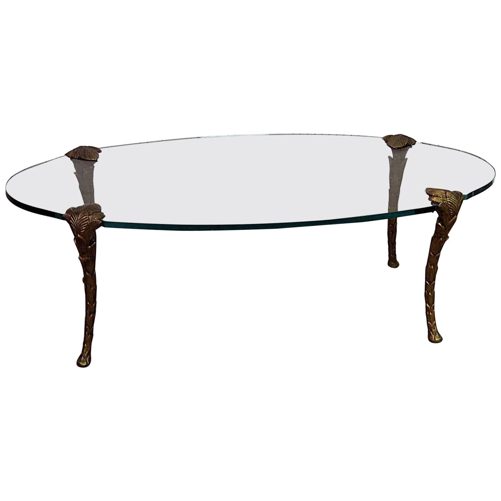 Hollywood Regency Glass Top Coffee Table Attributed P.E. Guerin