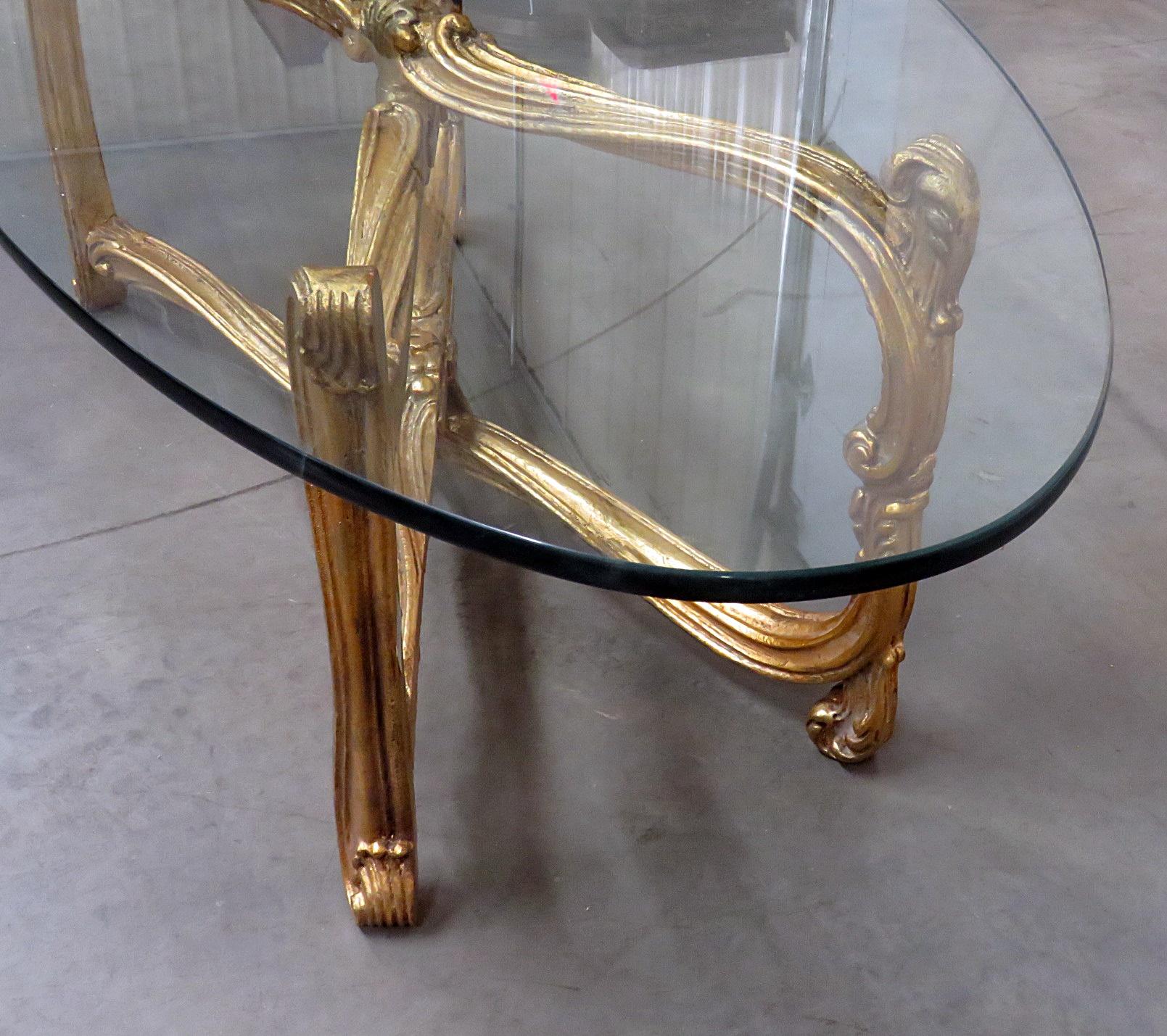 Hollywood Regency Glass Top Coffee Table 1