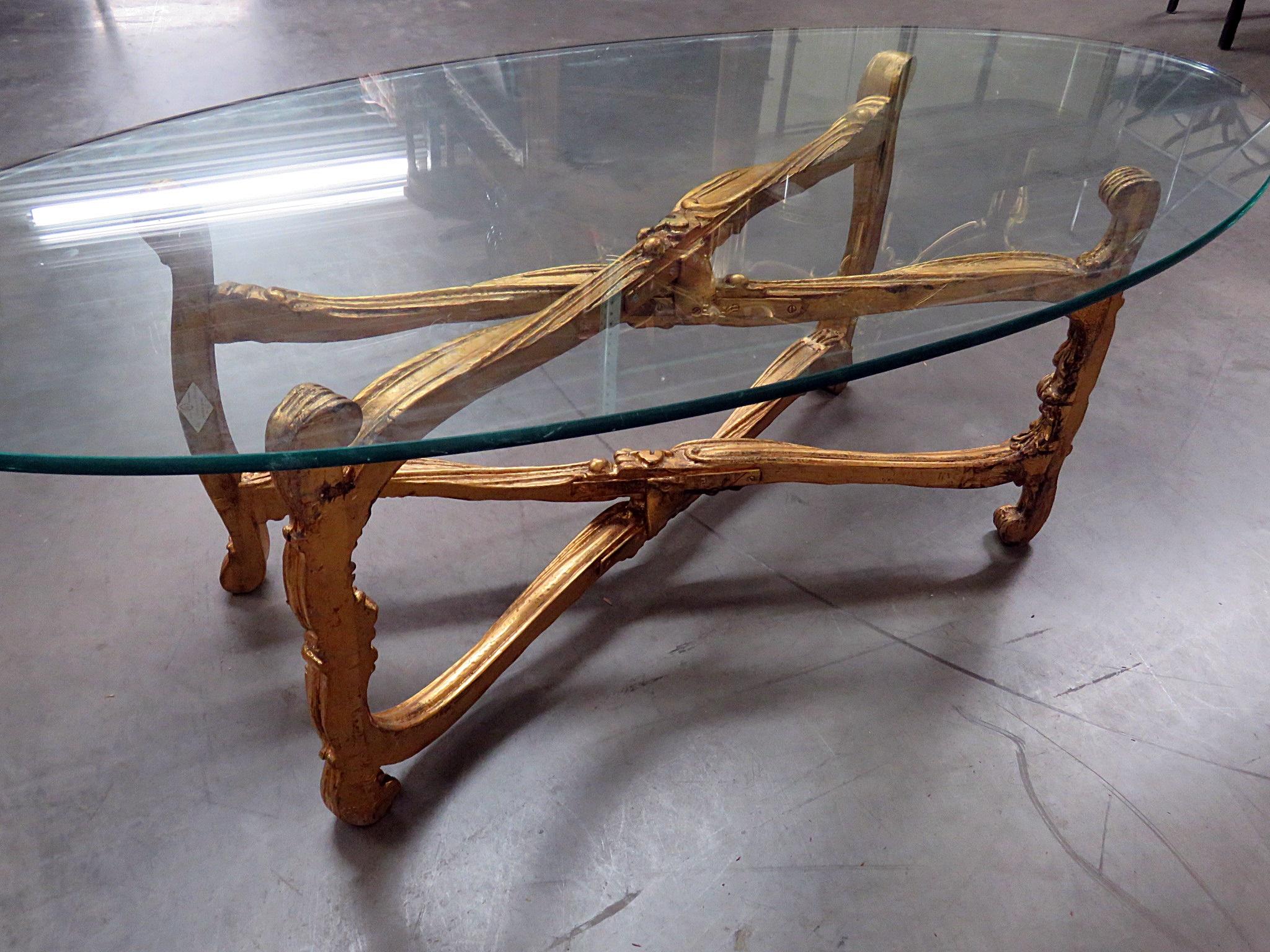 Hollywood Regency Glass Top Coffee Table 2