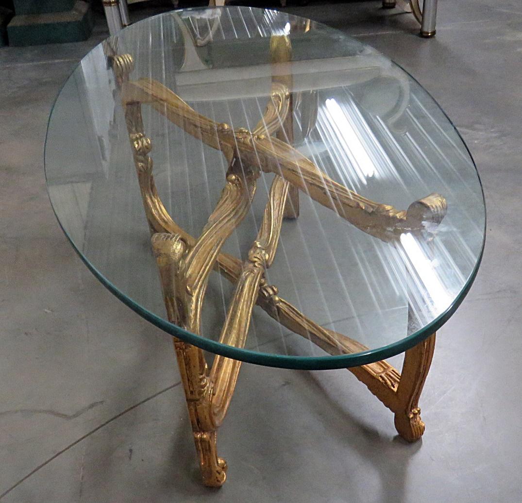 Hollywood Regency Glass Top Coffee Table 3