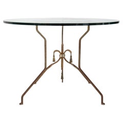 Hollywood Regency Glass Topped Giltmetal Table