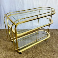 Hollywood Regency Gold 3 Tier Bar Cart on Casters