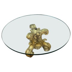 Hollywood Regency Gold and Glass Coffee Table