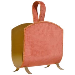Hollywood Regency Gold and Pink Magazine Rack, circa 1950s