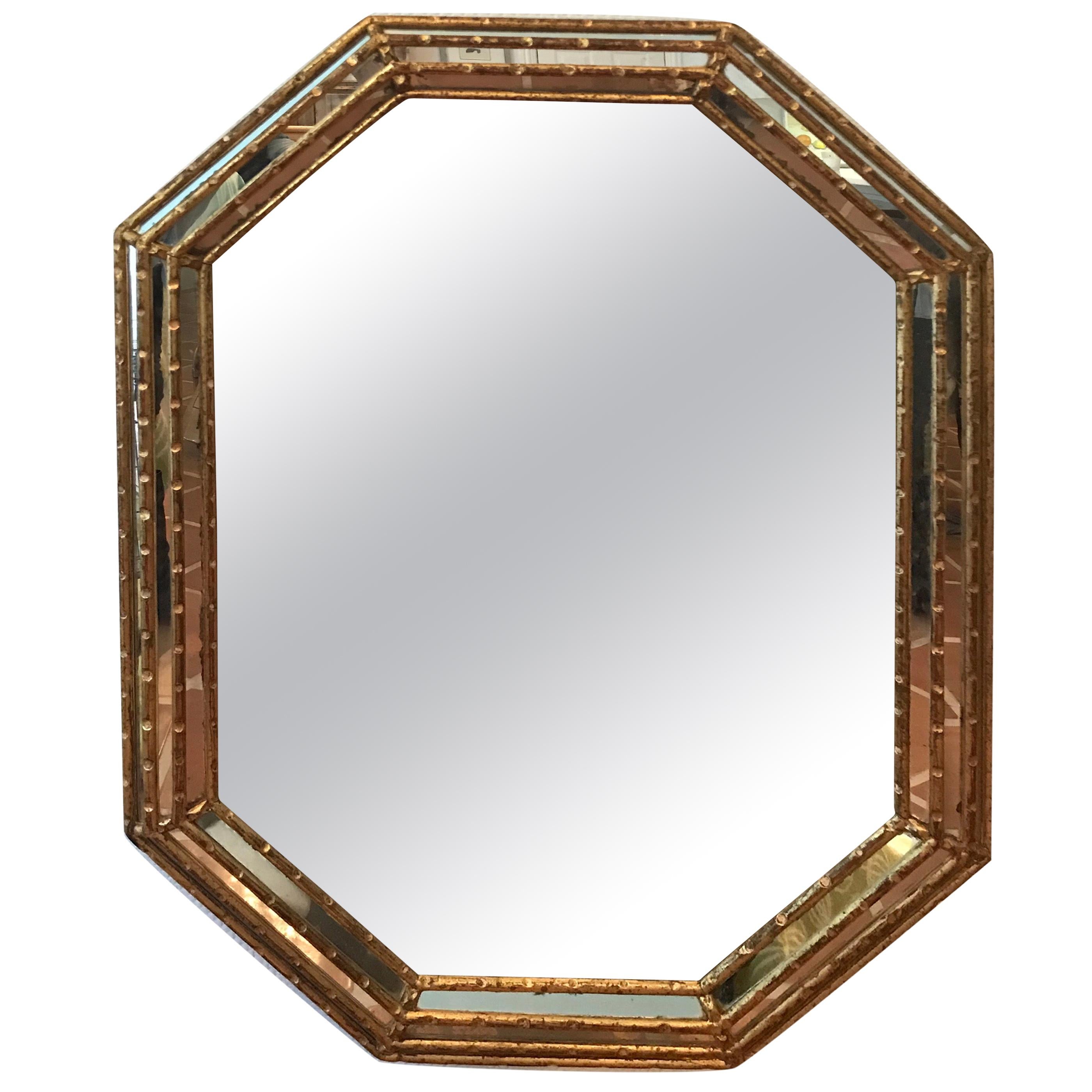 Pair of Hollywood Regency Gilt Faux Bamboo Wall Mirror For Sale at 1stDibs
