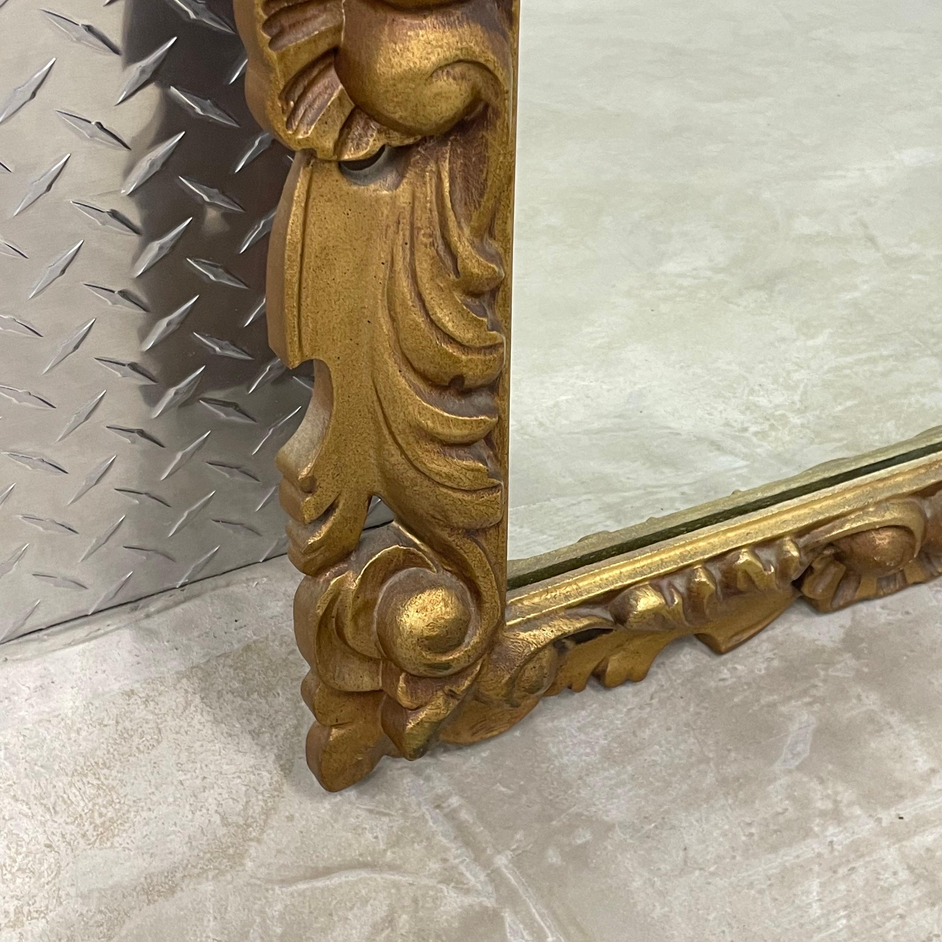 Hollywood Regency Gold Floral Leaf Patterned Mirror For Sale 1