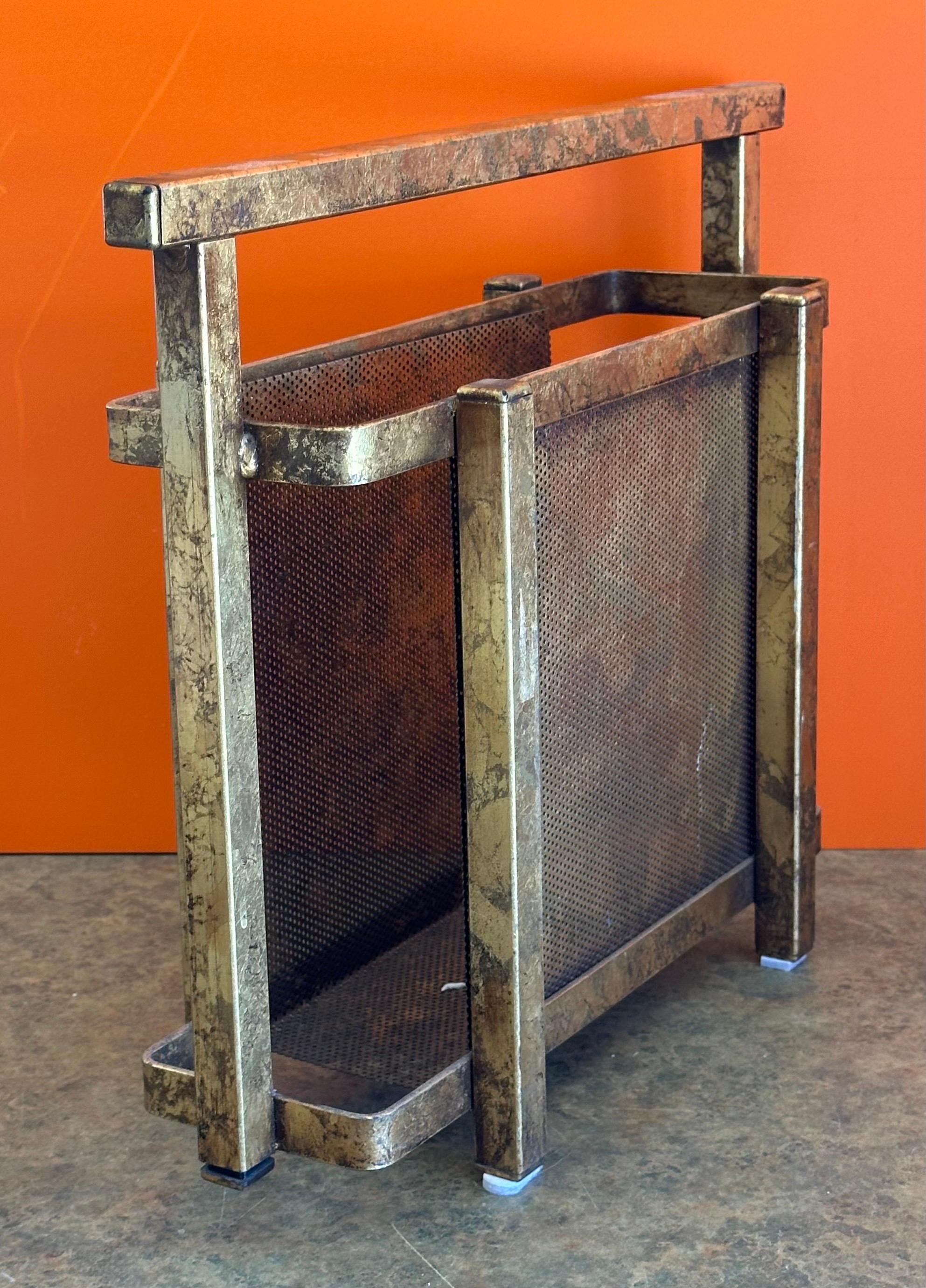 Hollywood Regency Gold Gilt Italian Magazine Holder For Sale 2