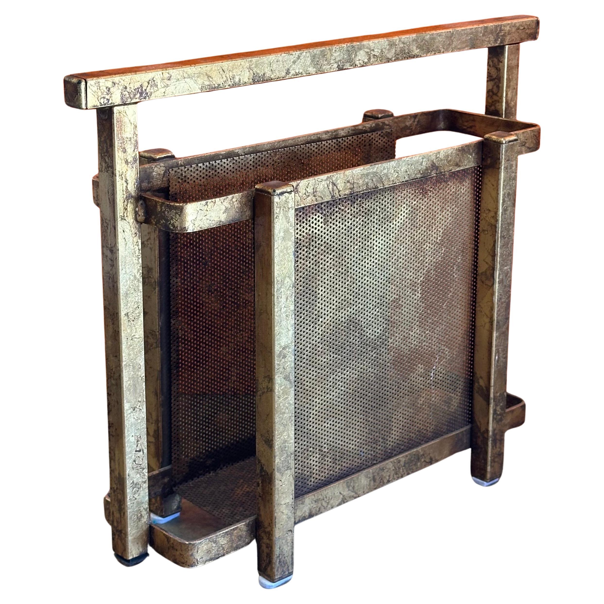 Hollywood Regency Gold Gilt Italian Magazine Holder For Sale