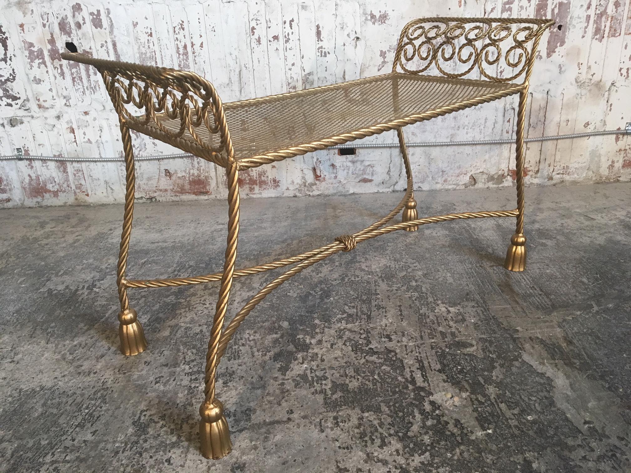 wrought iron vanity bench