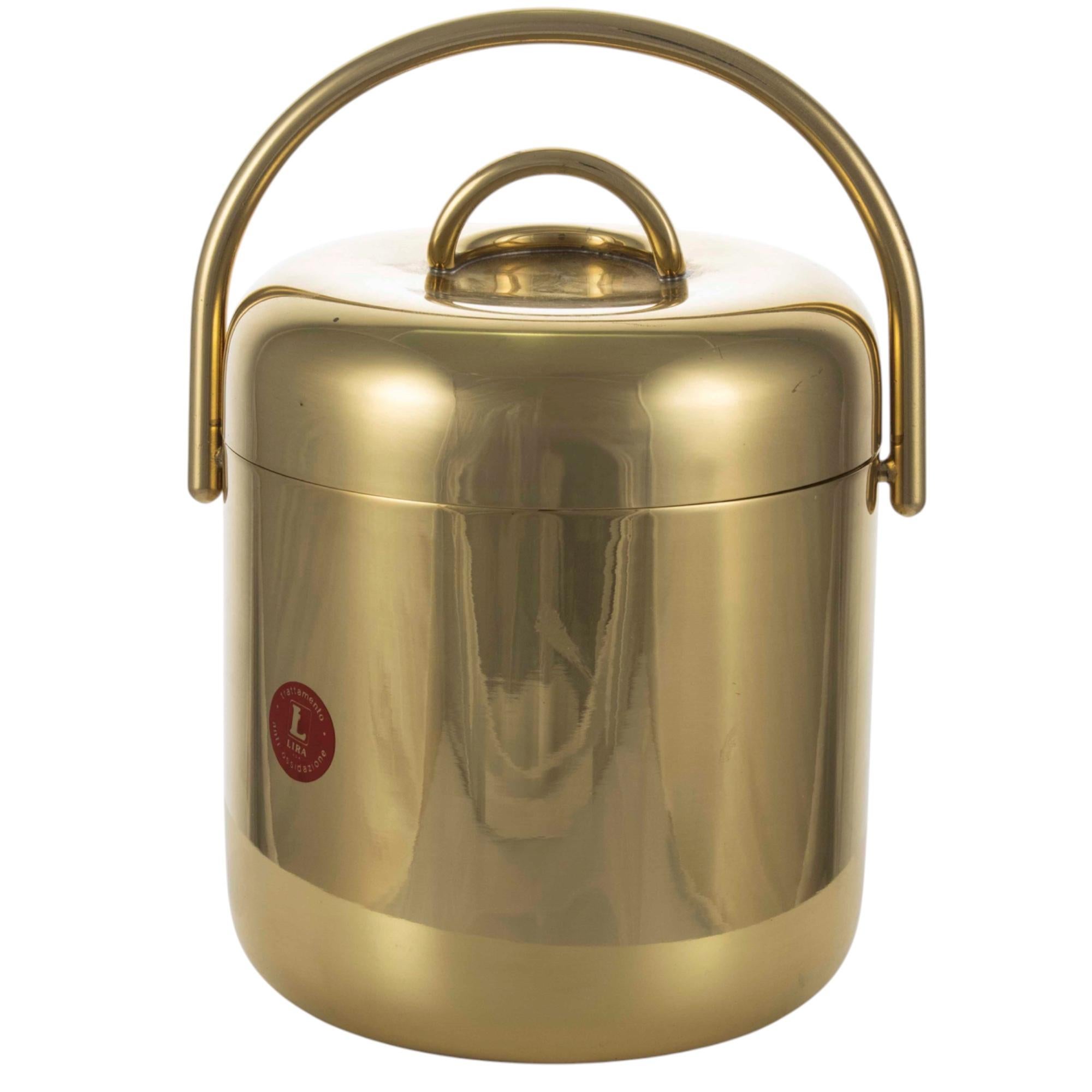 Late 20th Century Hollywood regency gold Ice Bucket, Lira Italy ca. 1980s in vendita