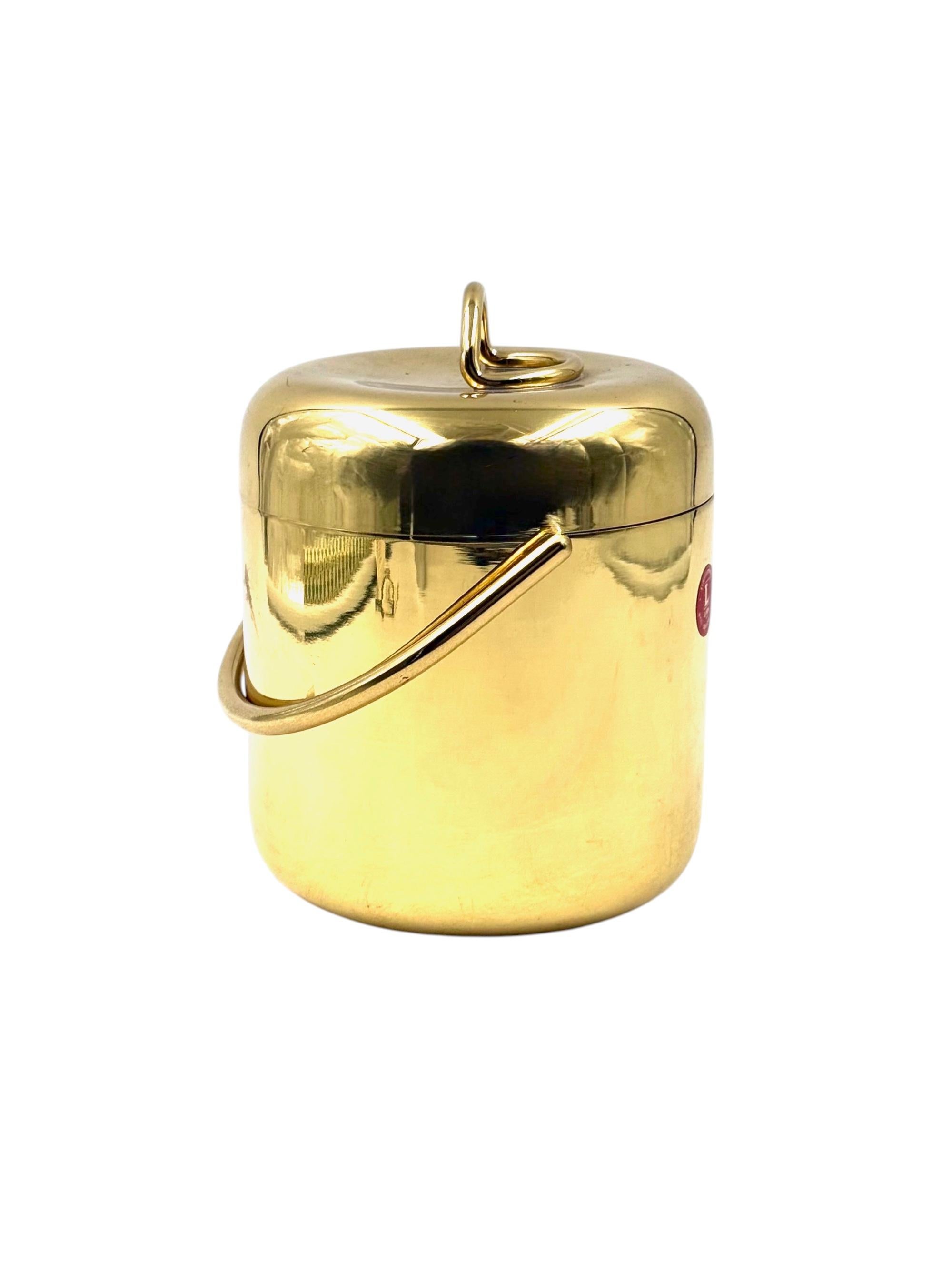 Ottone Hollywood regency gold Ice Bucket, Lira Italy ca. 1980s in vendita