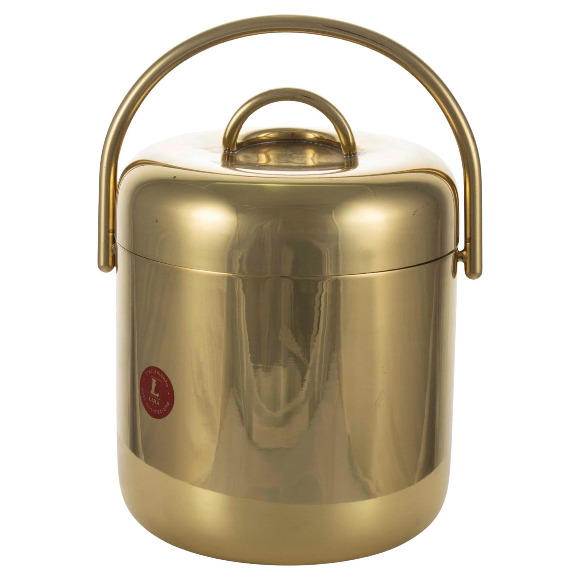 Hollywood regency gold Ice Bucket, Lira Italy ca. 1980s