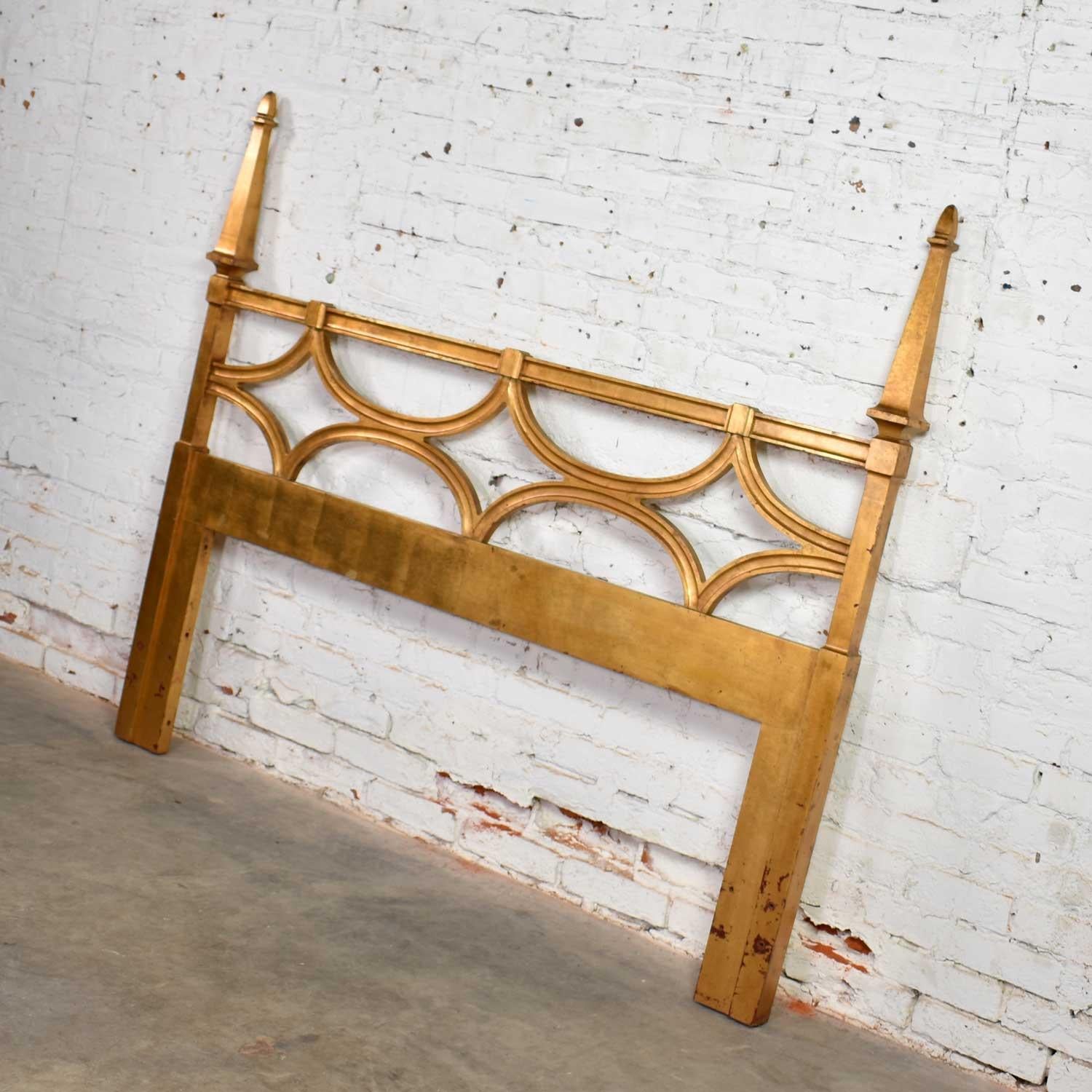 Hollywood Regency Gold-Leaf Queen-Size Headboard In Good Condition In Topeka, KS