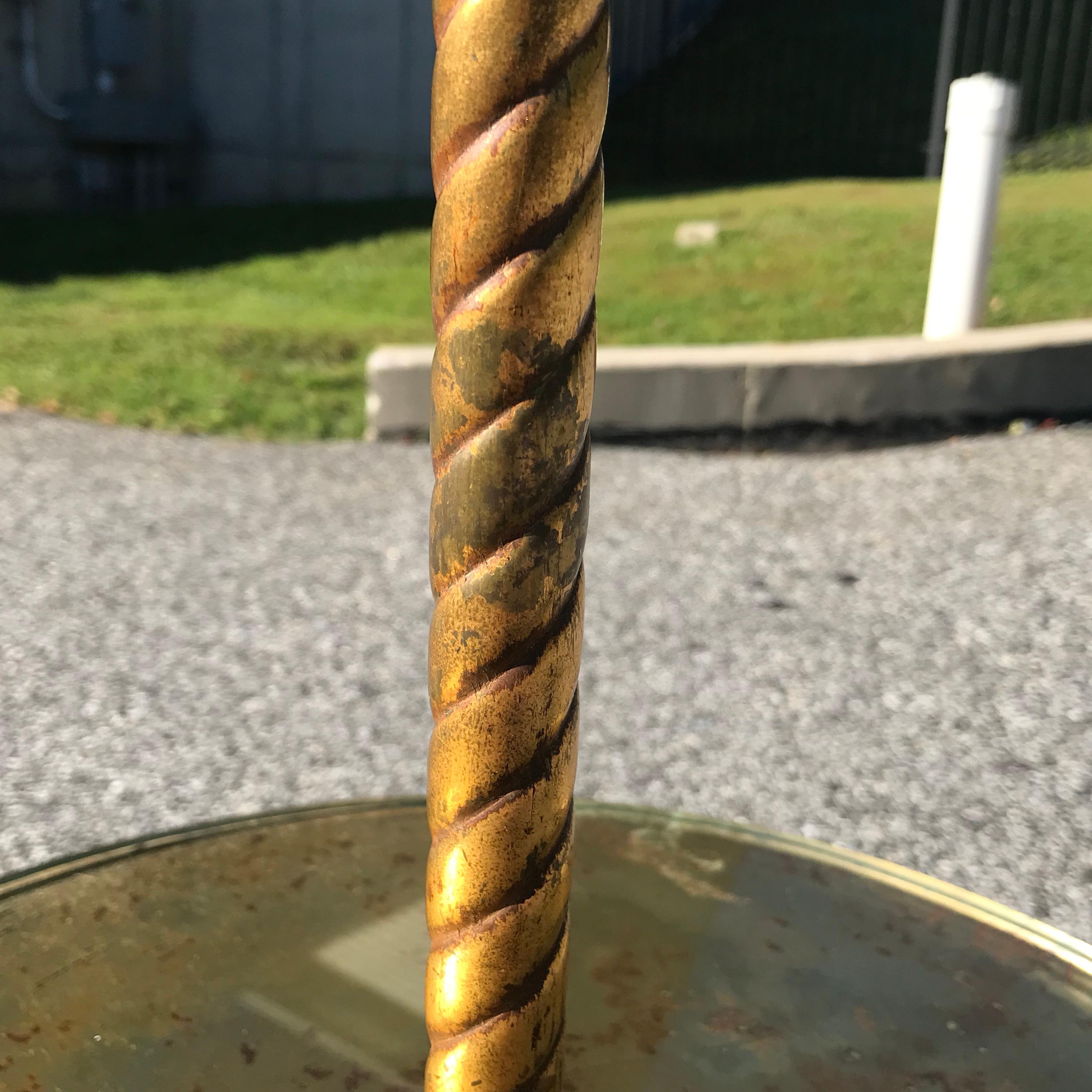 Hollywood Regency Gold Leaf Side Table Floor Lamp by Nardini Studios For Sale 3