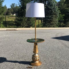 Lámpara de pie de mesa auxiliar de pan de oro Hollywood Regency by Nardini Studios