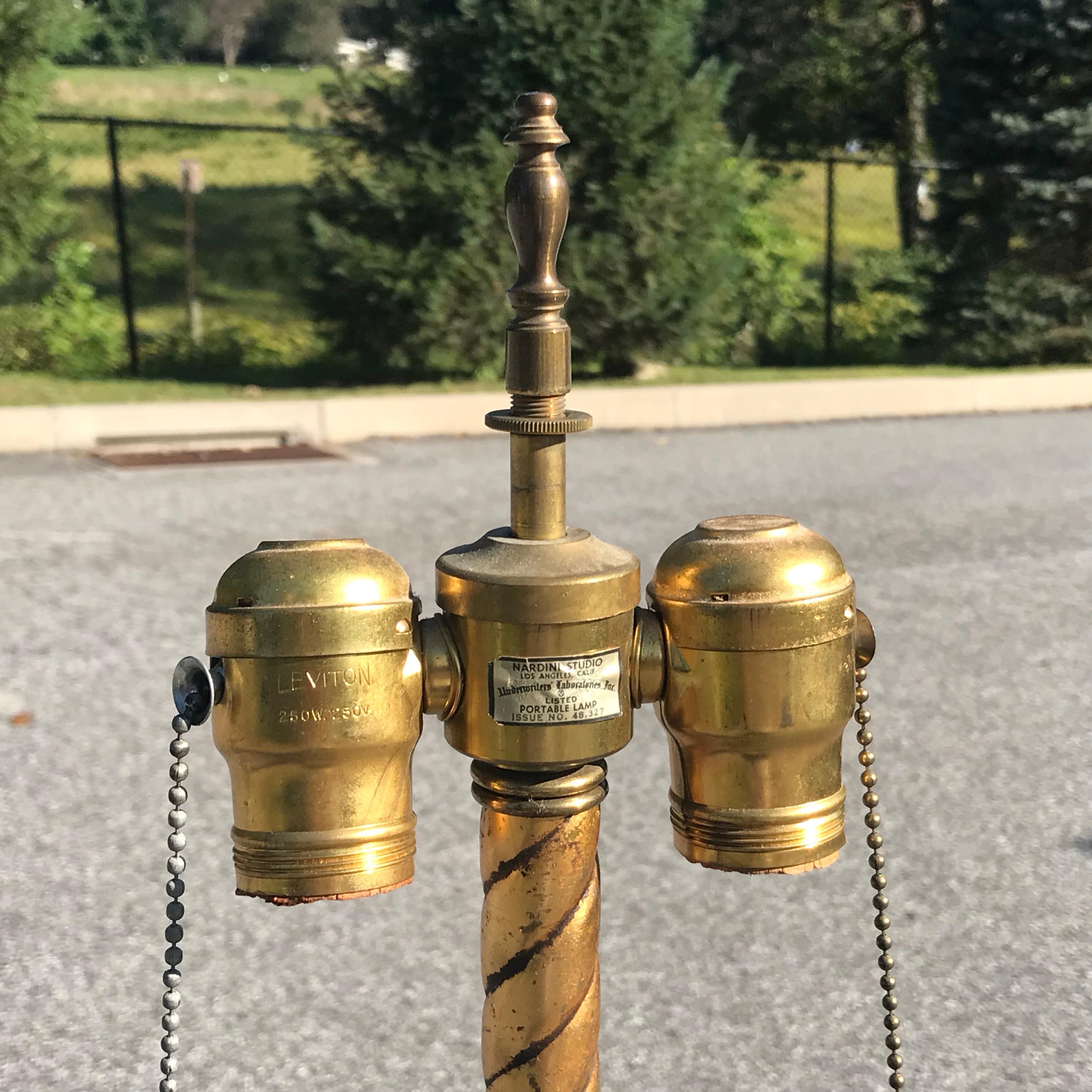 Hollywood Regency Gold Leaf Side Table Floor Lamp by Nardini Studios In Good Condition For Sale In West Chester, PA