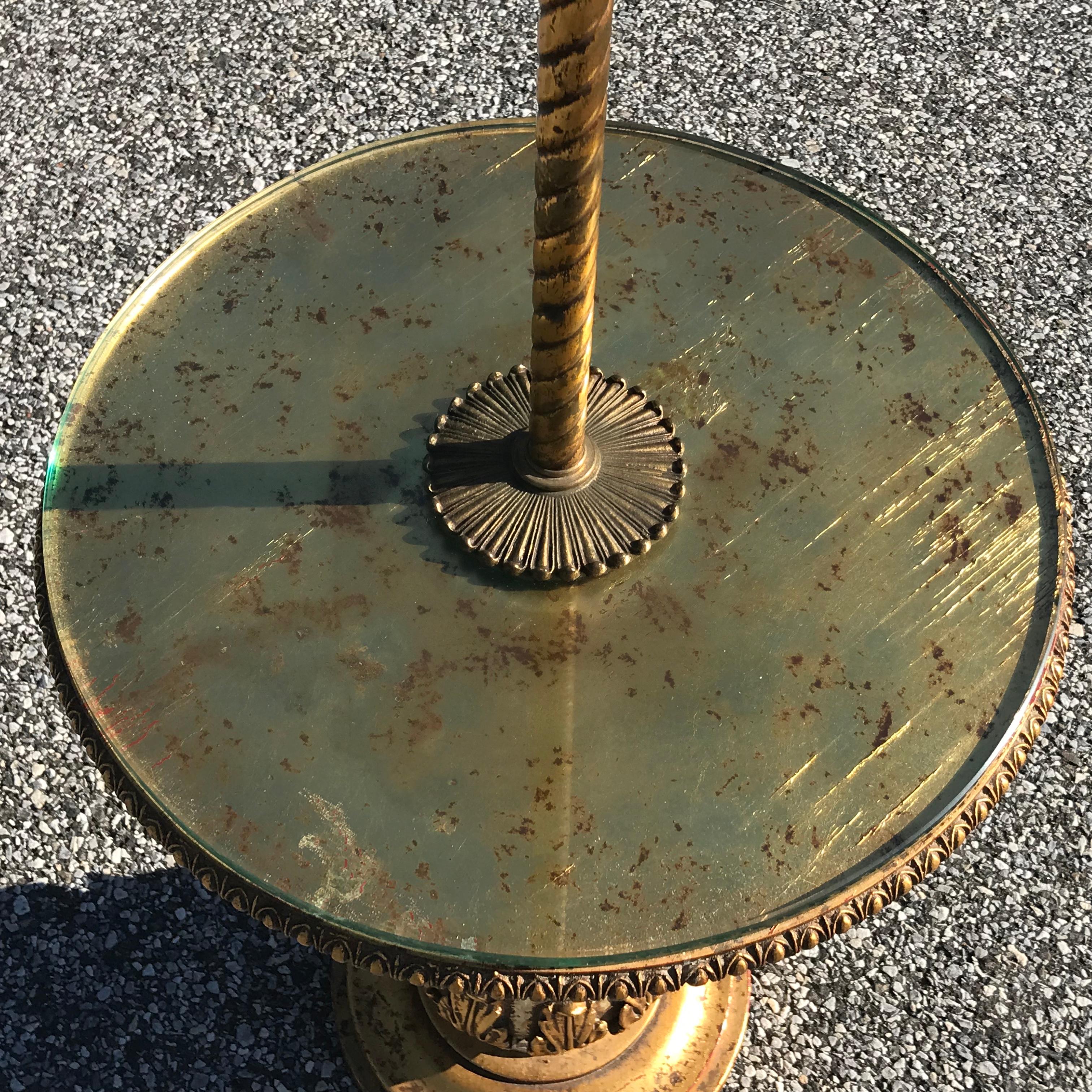 20th Century Hollywood Regency Gold Leaf Side Table Floor Lamp by Nardini Studios For Sale