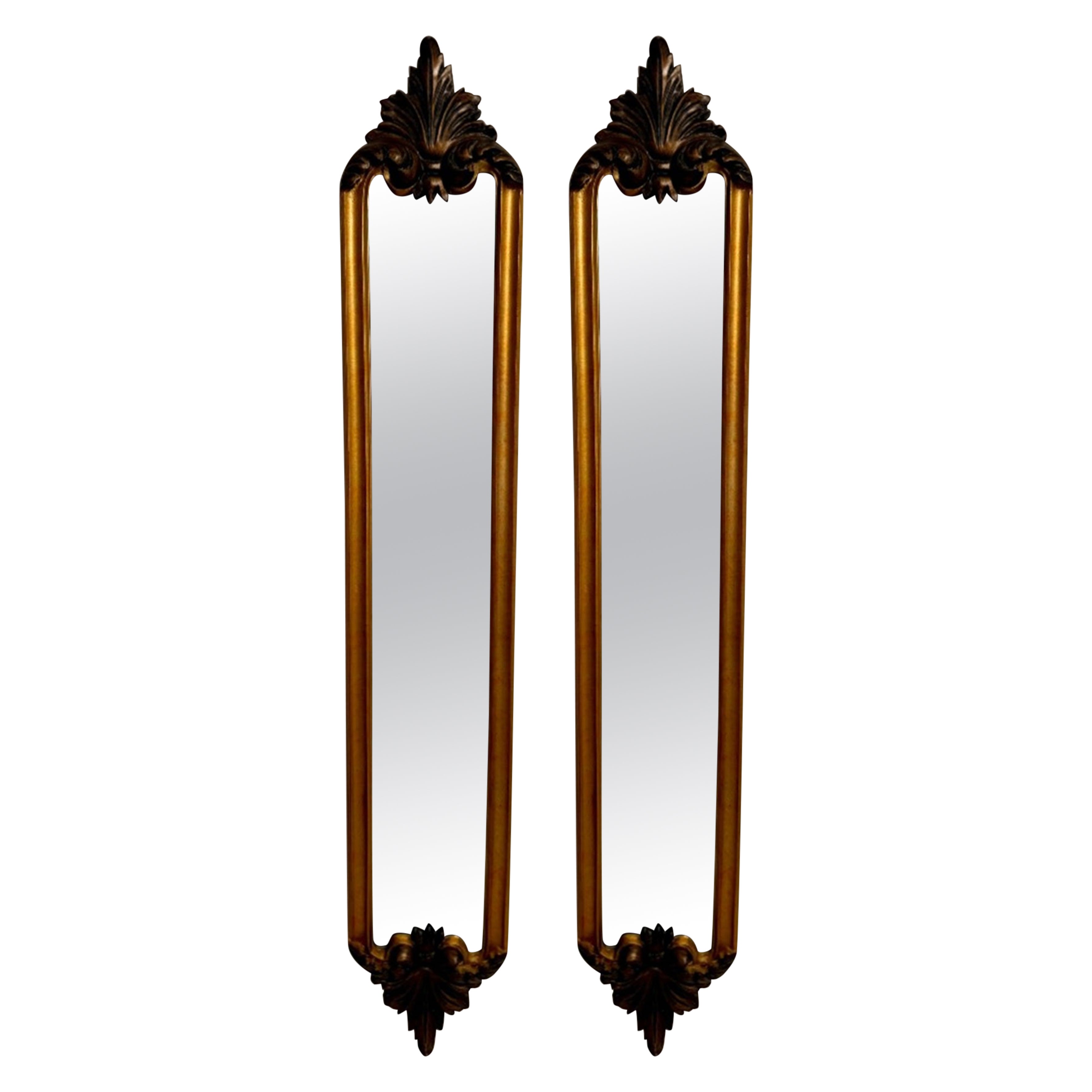 Hollywood Regency Gold Leaf Wall Mirrors by Bombay Furniture Co.