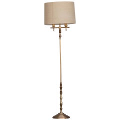 Lampada da terra Hollywood Regency in bronzo placcato oro