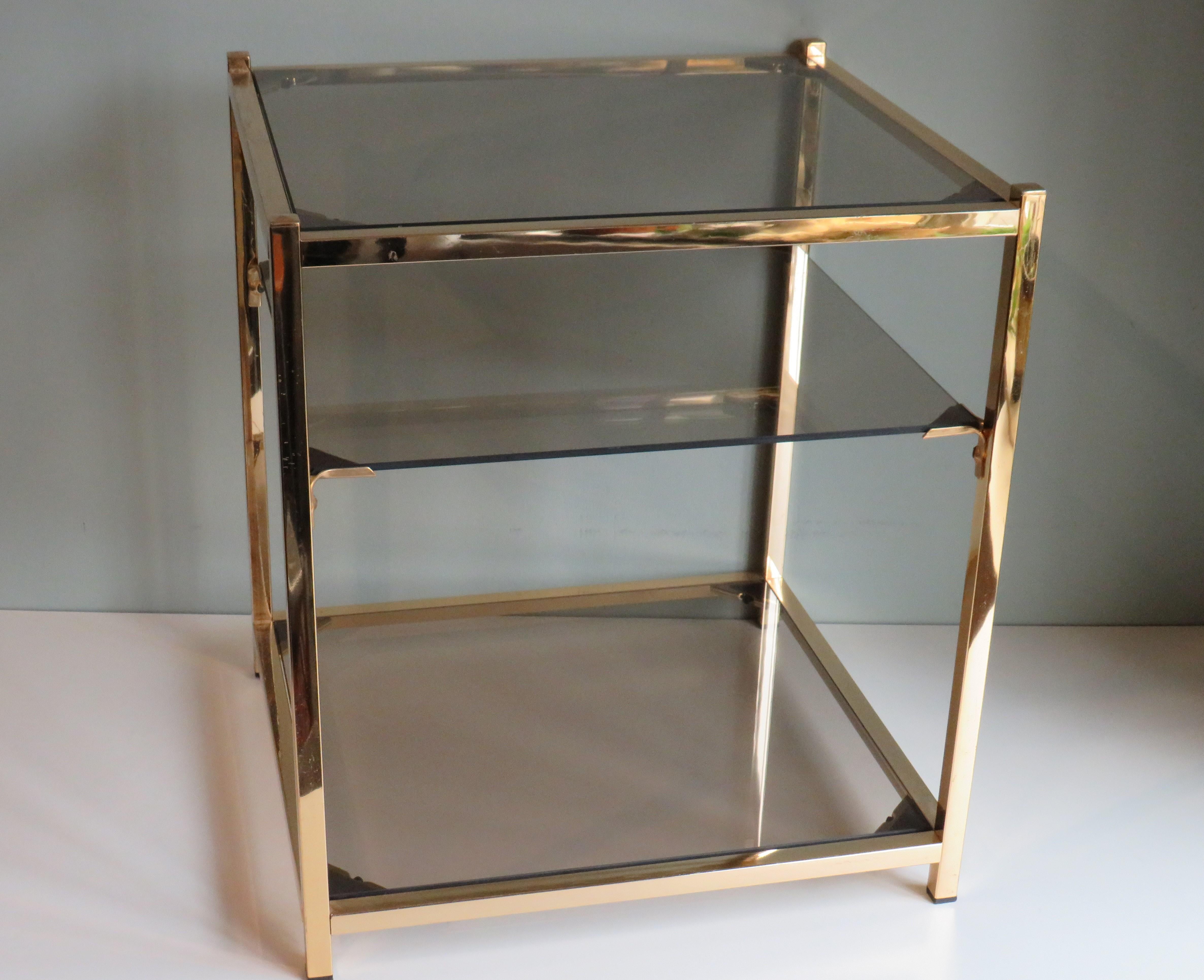 Hollywood Regency Gold-Plated Side Table by Belgochrom, Belgium 1970s For Sale 5