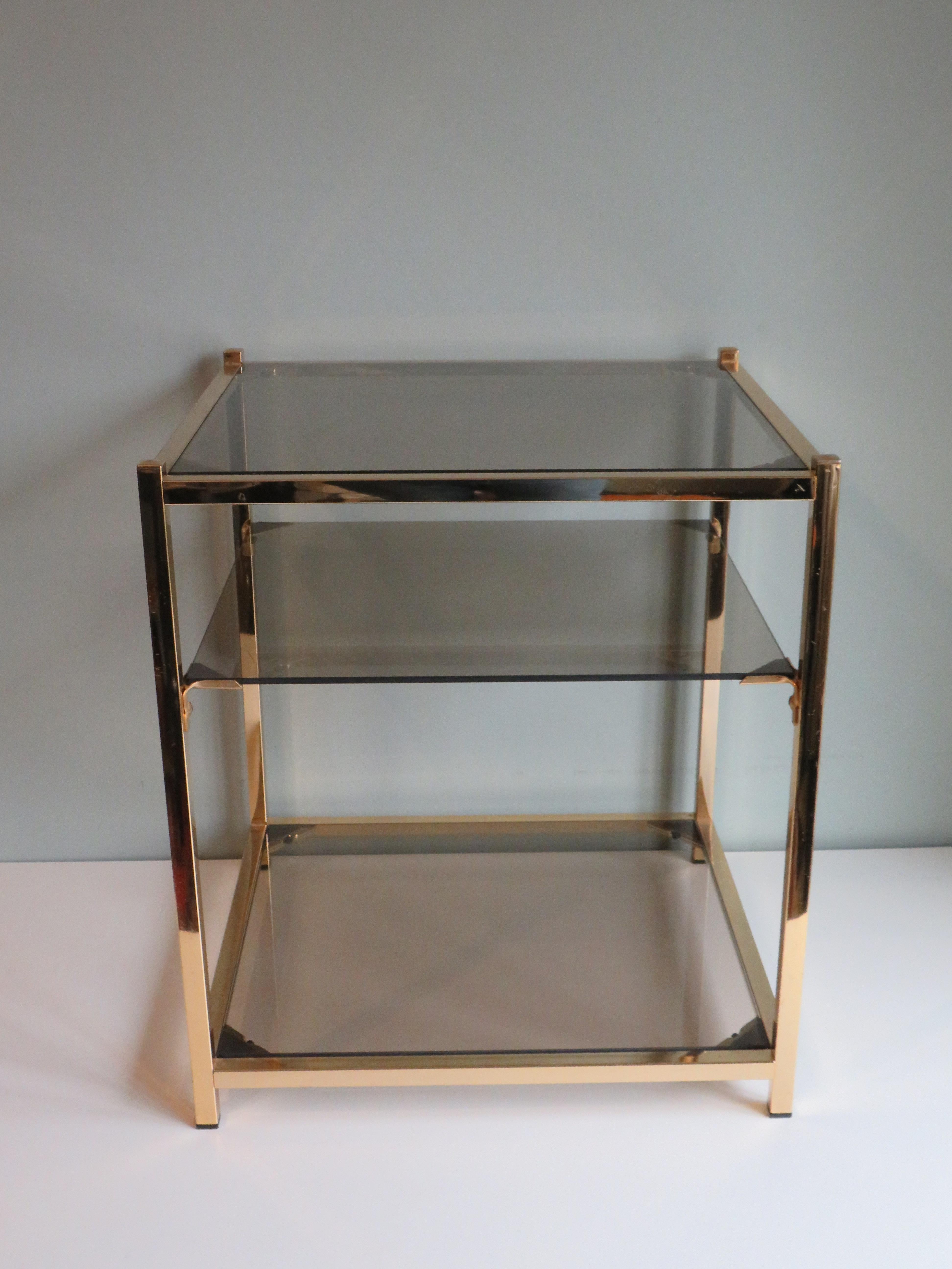 Hollywood Regency Gold-Plated Side Table by Belgochrom, Belgium 1970s In Good Condition For Sale In Herentals, BE