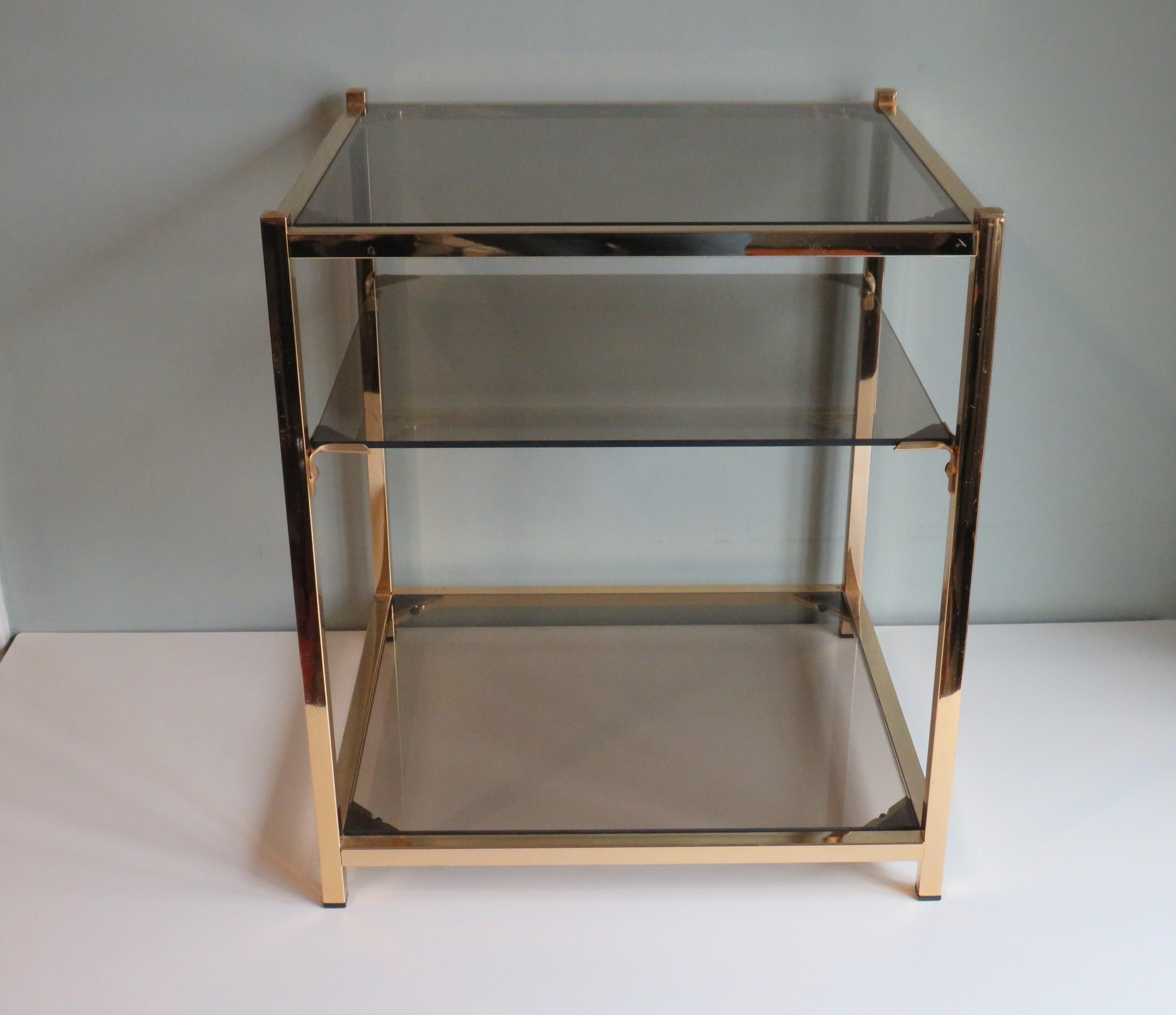 20th Century Hollywood Regency Gold-Plated Side Table by Belgochrom, Belgium 1970s For Sale