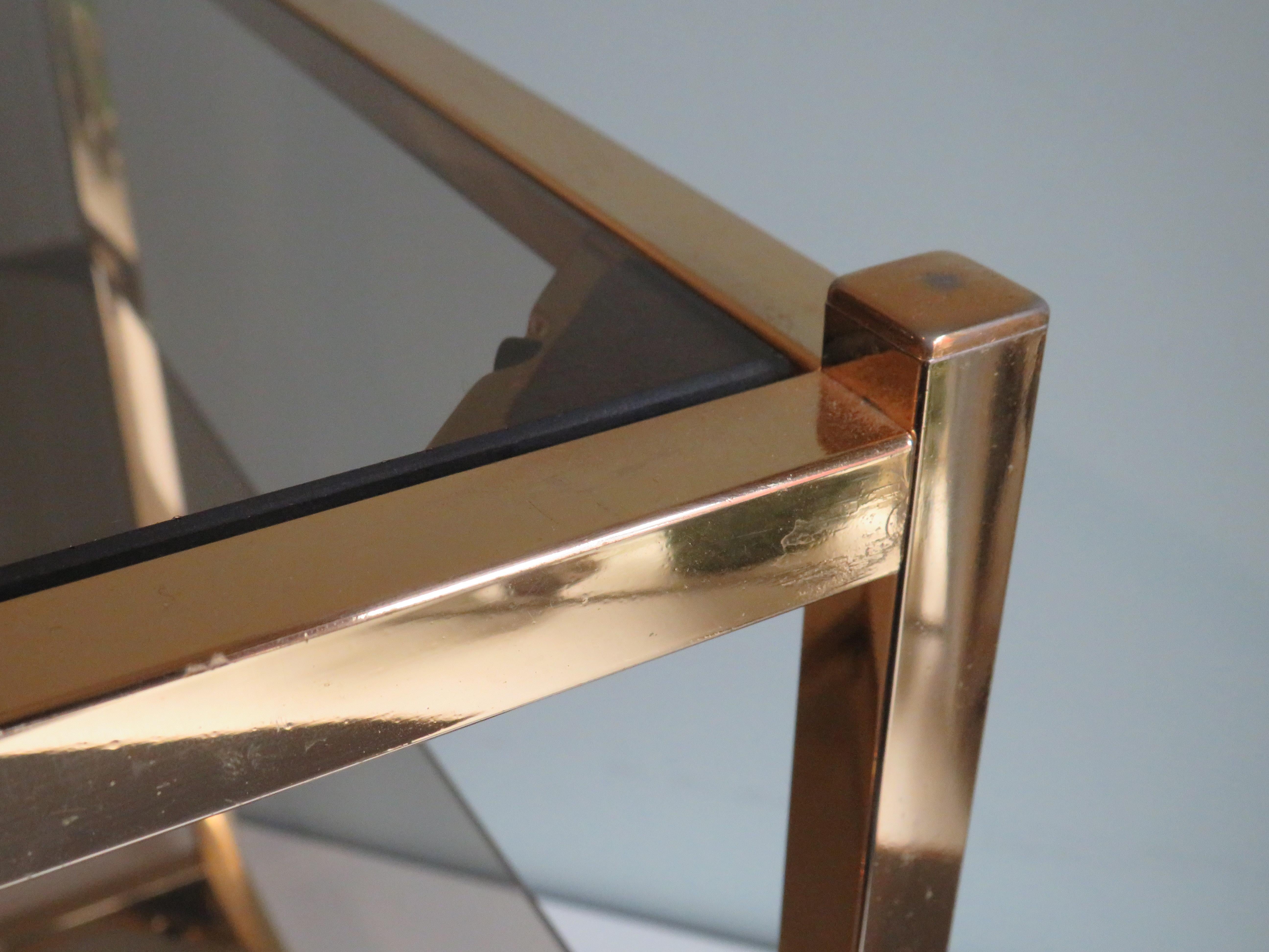 Hollywood Regency Gold-Plated Side Table by Belgochrom, Belgium 1970s For Sale 1