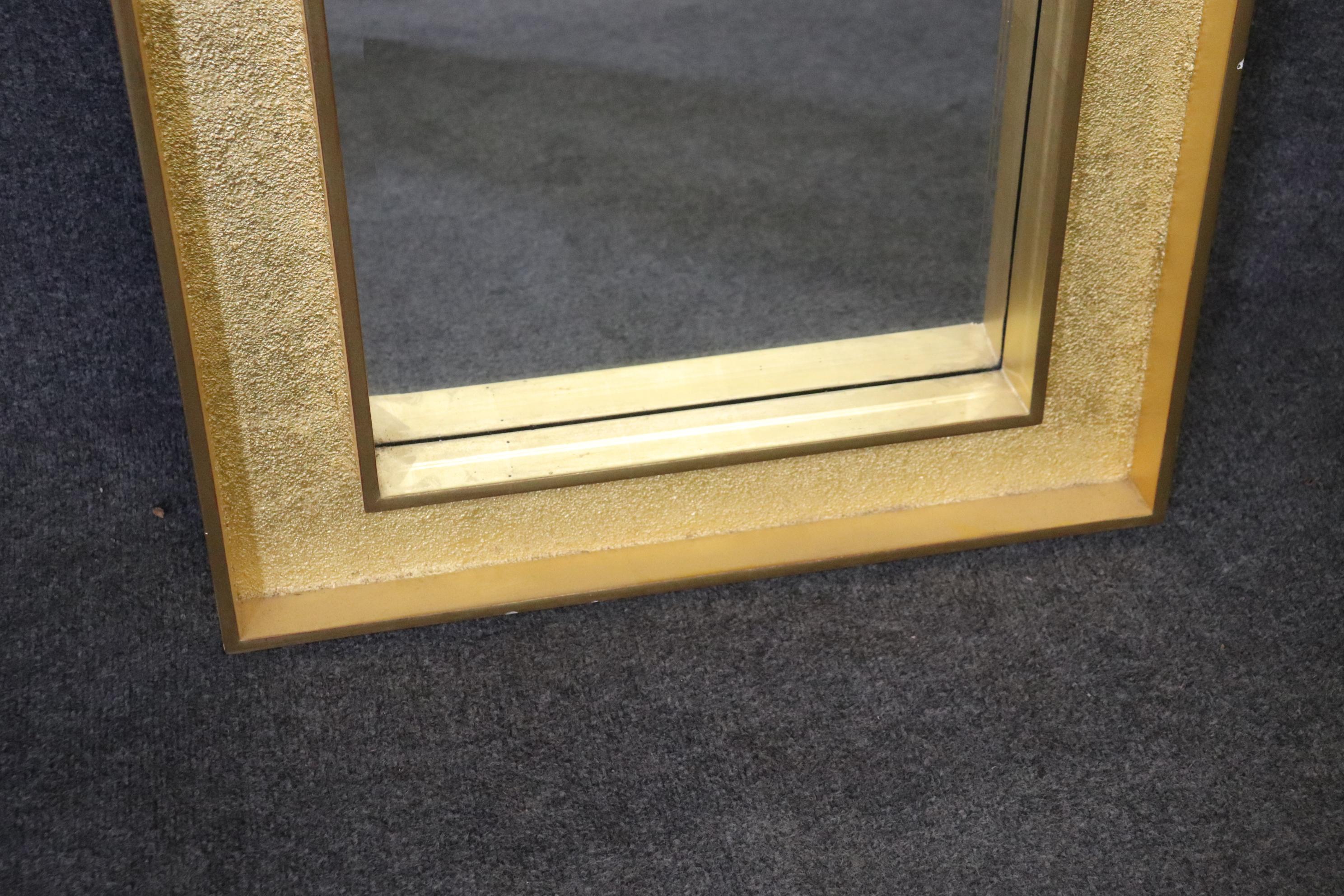 Contemporary Hollywood Regency Gold Textured Beveled Full Length Wall Pier Mirror For Sale