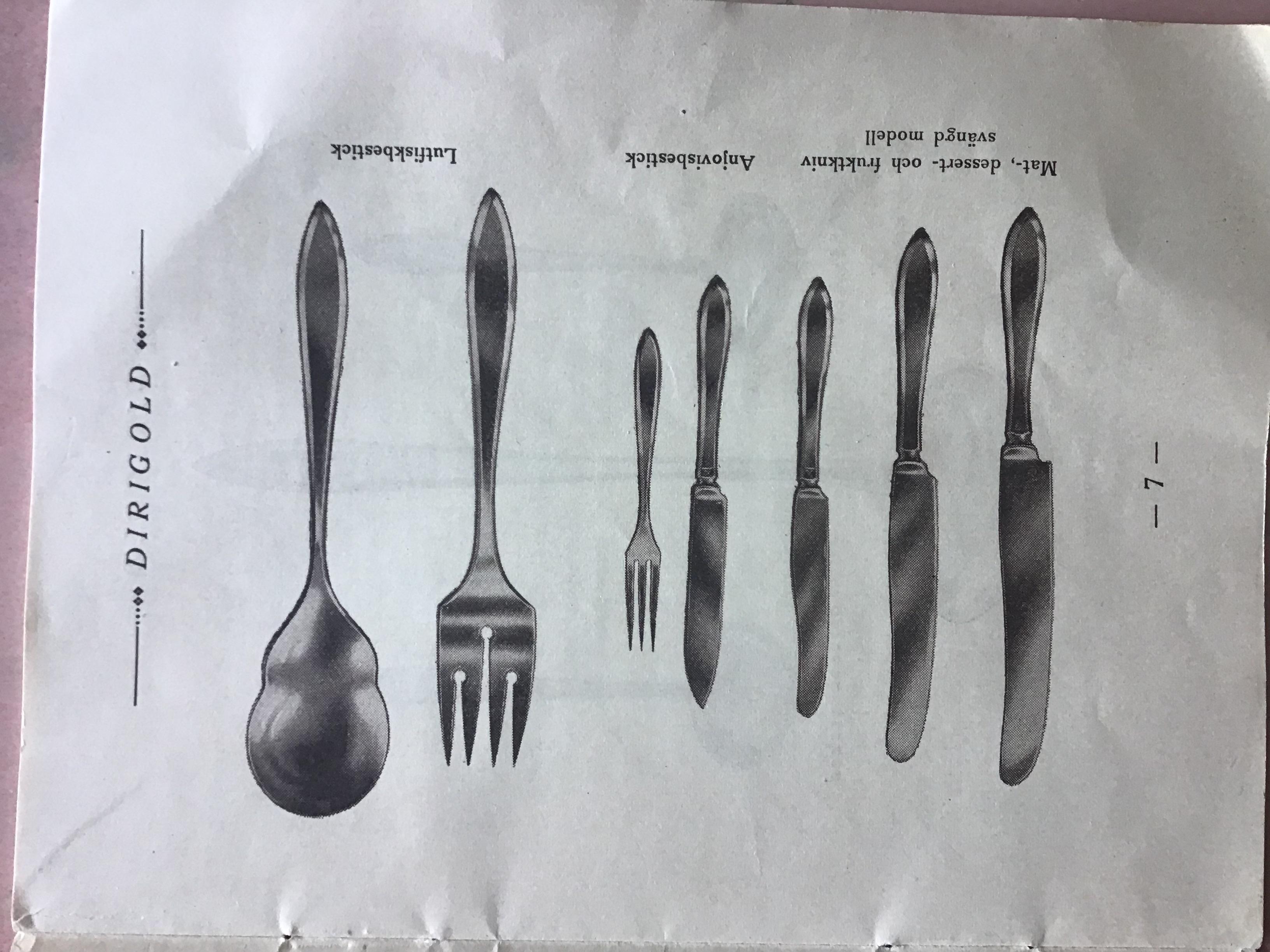 Bronze Hollywood Regency Golden Dirigold Cutlery, Sweden 1920's
