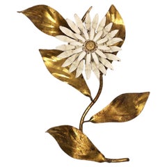 Italienische goldene florale Mid-Century 1970er Jahre Vintage Hollywood Regency-Wandleuchte mit Blumenmuster